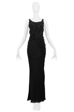 Christian Dior by Galliano Old Hollywood Black Knot Gown with Rhinestones
