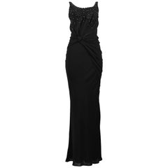 Christian Dior by Galliano Old Hollywood Black Knot Gown with Rhinestones