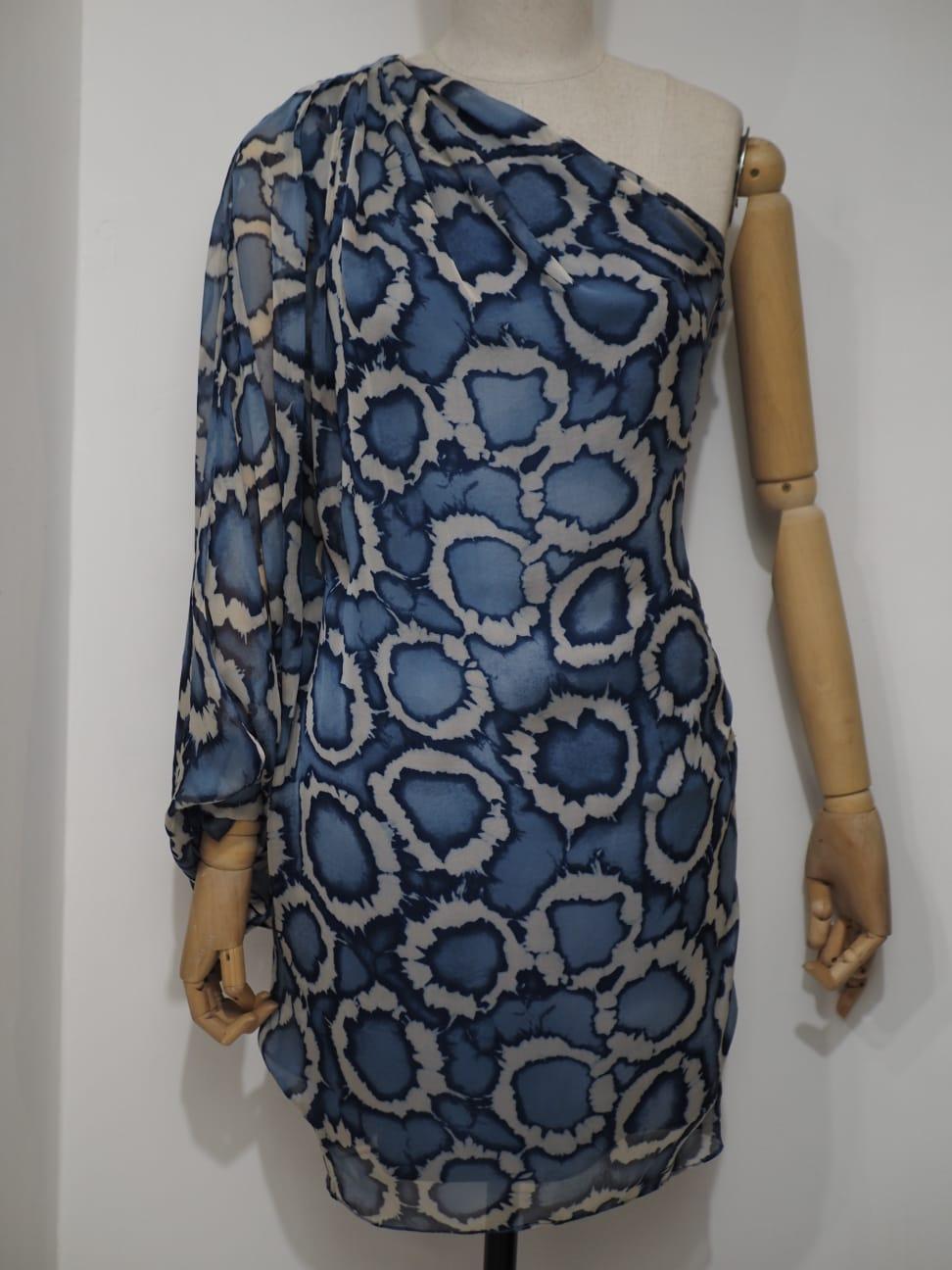 Gray Christian Dior by Galliano One sleeve silk dress For Sale