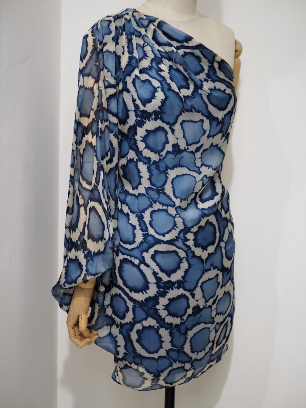 Christian Dior by Galliano One sleeve silk dress For Sale 1