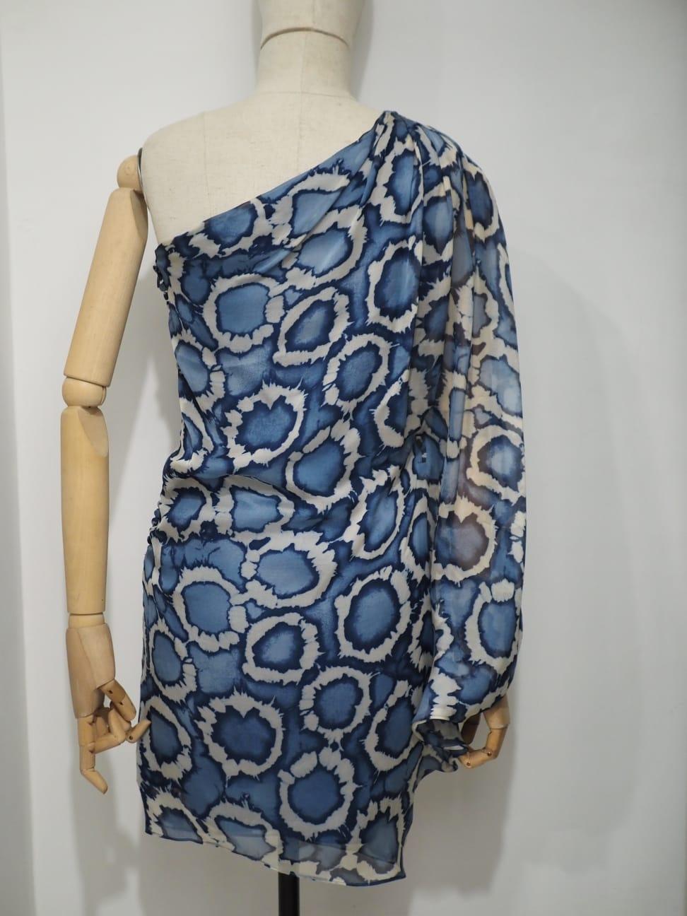 Christian Dior by Galliano One sleeve silk dress For Sale 3