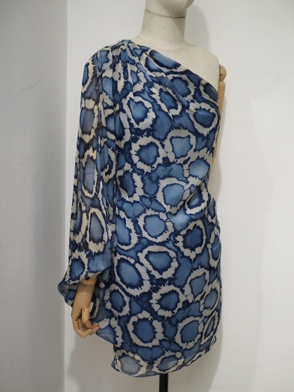 Christian Dior by Galliano One sleeve silk dress For Sale 4