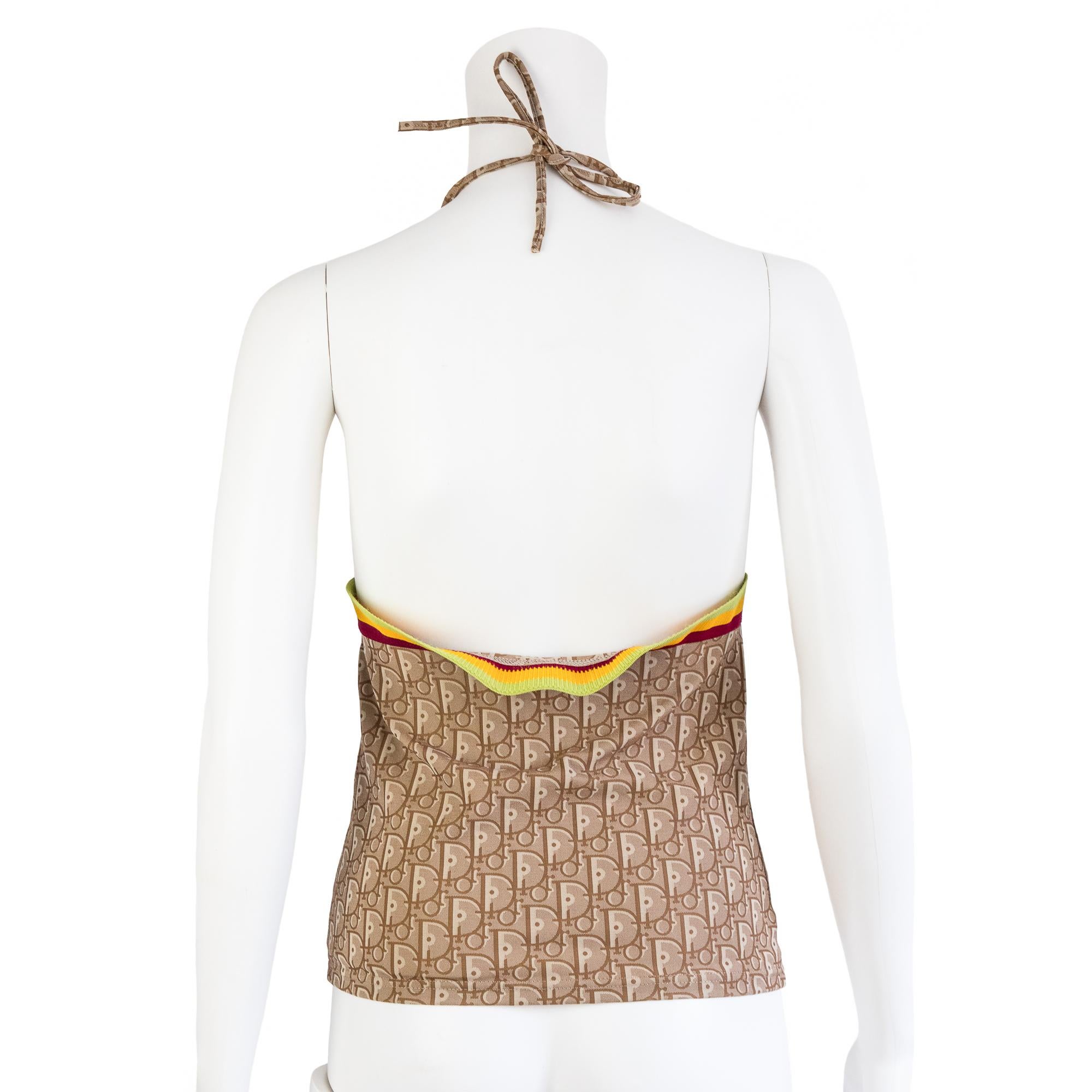 Christian Dior by Galliano Rasta 2004 Halter & Pareo Skirt Swimsuit Set size 38 In Good Condition For Sale In London, GB