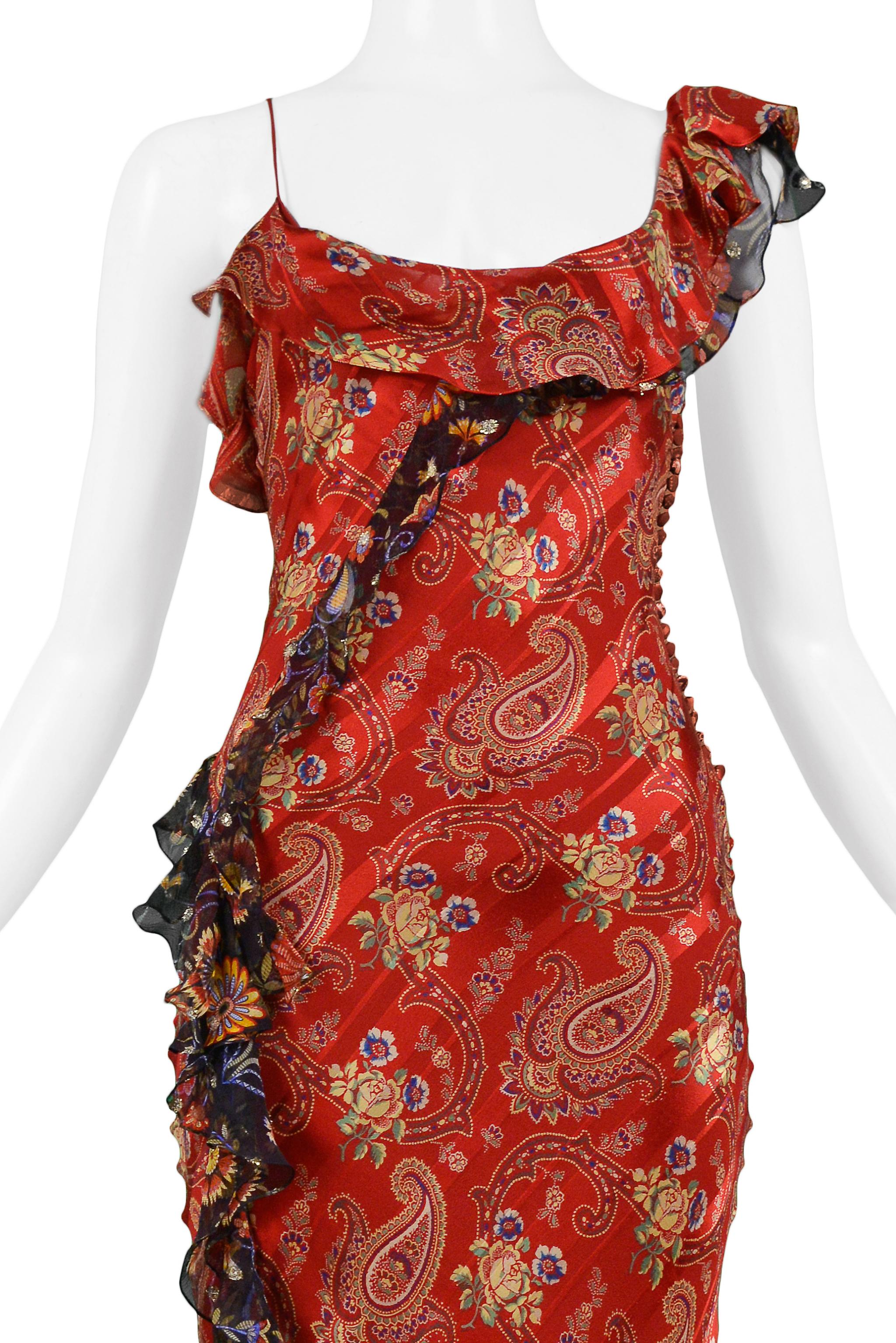 red paisley dress