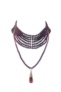 CHRISTIAN DIOR By Galliano S/s 1998 Burgundy Multi Strand Masai Choker