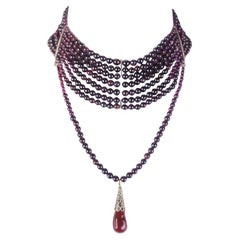CHRISTIAN DIOR By Galliano S/s 1998 Burgundy Multi Strand Masai Choker