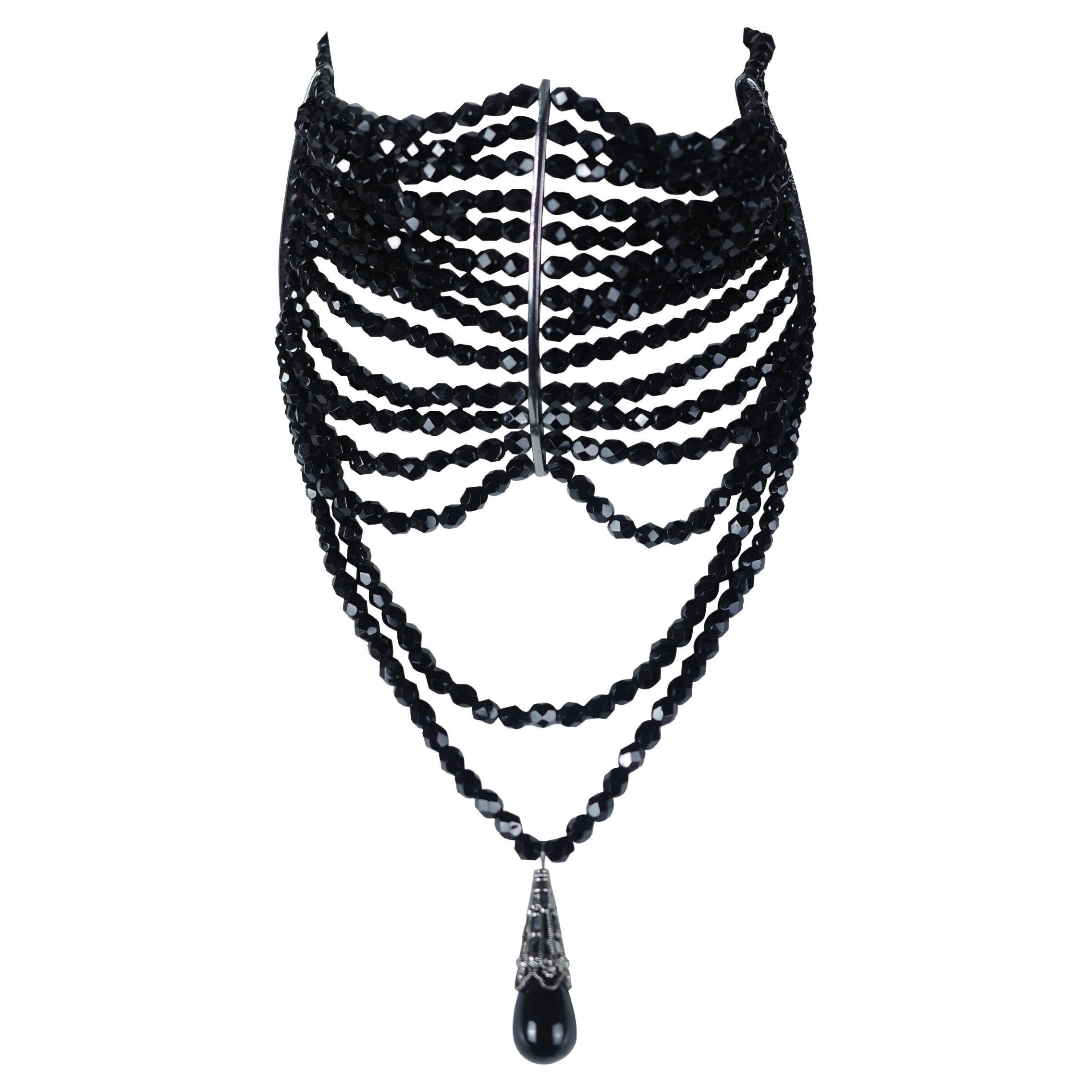 Christian Dior By Galliano P/E 1999, girocollo nero a fili mutlti Masai in vendita