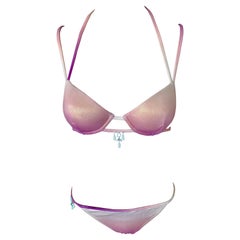 Christian Dior by Galliano S/S 2000 Swarovski Logo Bikini Swimwear 2 Piece Set