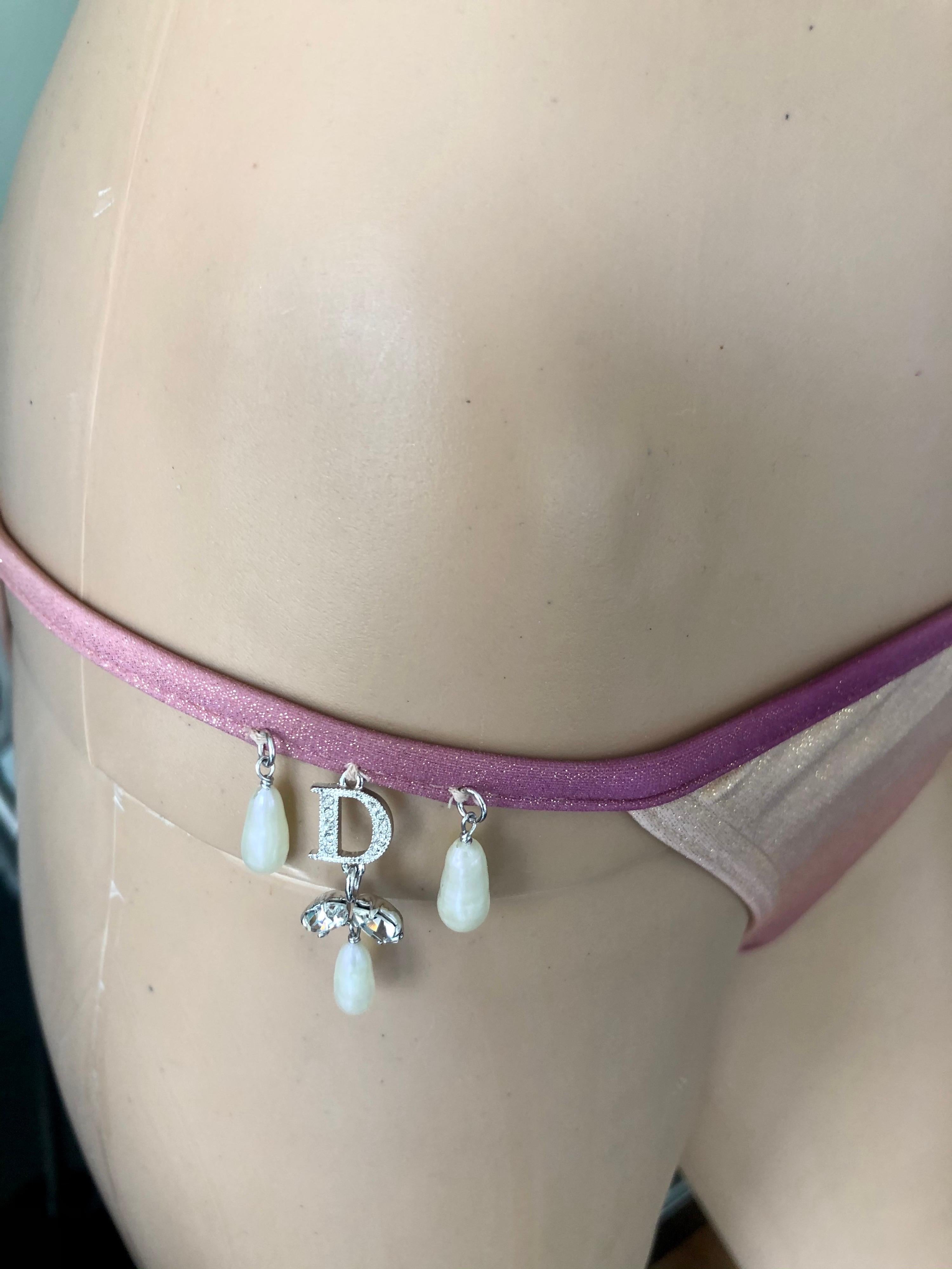 Christian Dior by Galliano S/S 2000 Swarovski Logo Bikini Bademode 3 Stück Set 6