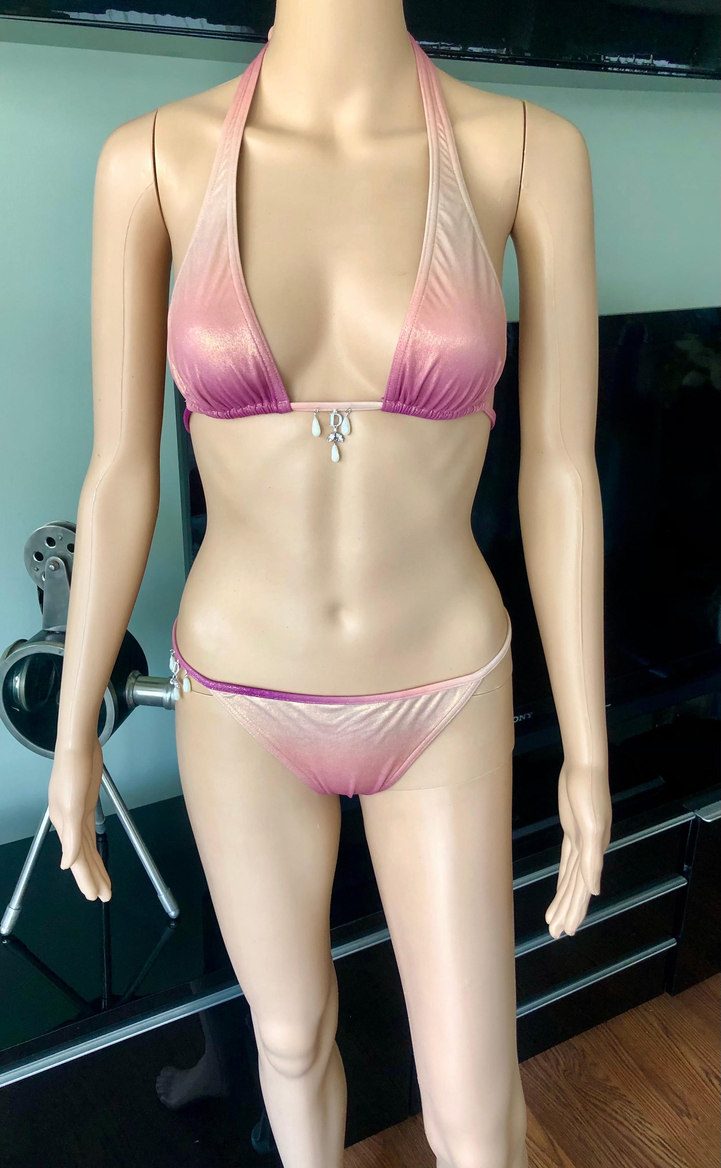 Christian Dior by Galliano S/S 2000 Swarovski Logo Bikini Bademode 3 Stück Set im Zustand „Hervorragend“ in Naples, FL