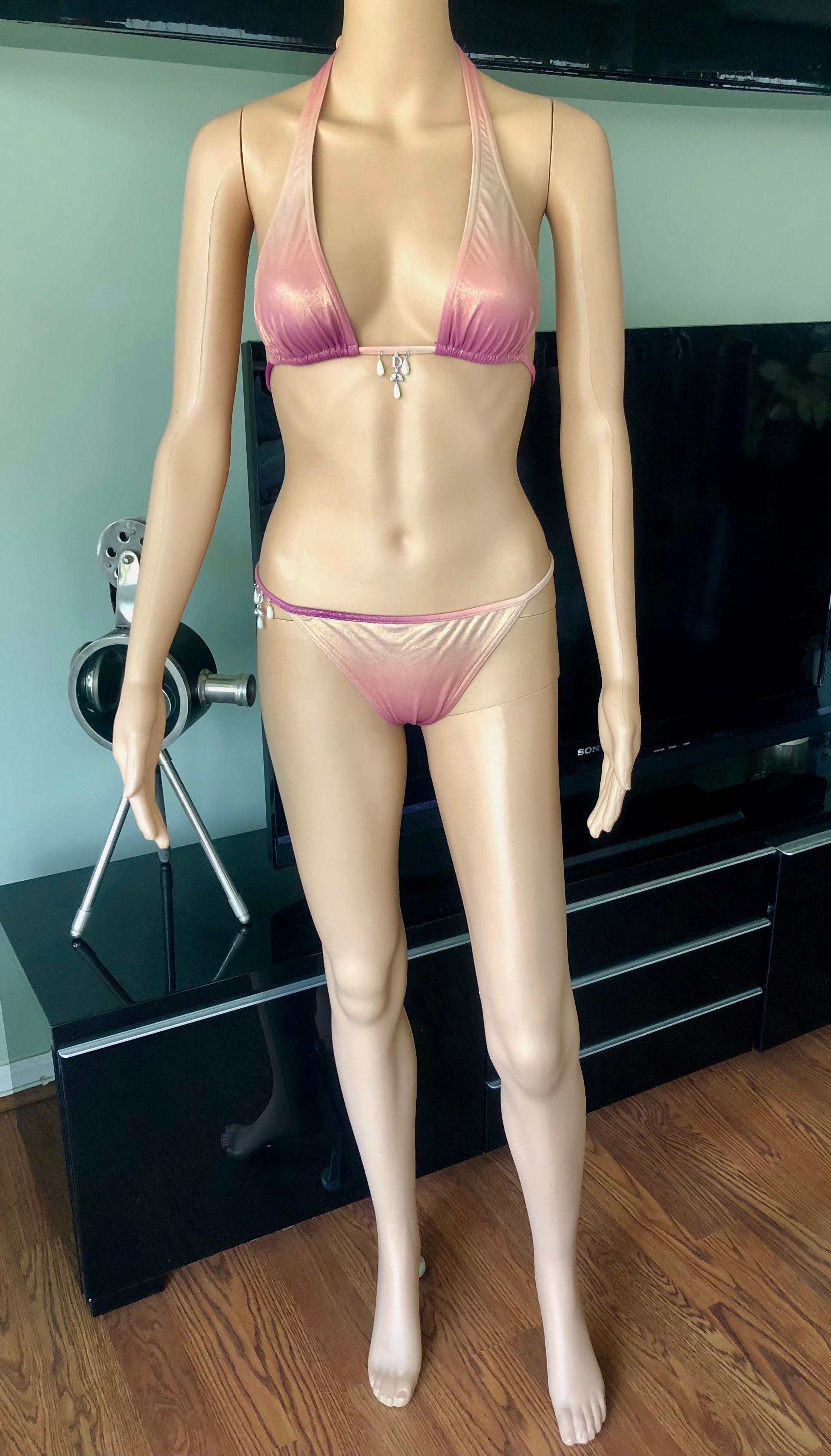 Christian Dior by Galliano S/S 2000 Swarovski Logo Bikini Bademode 3 Stück Set 2