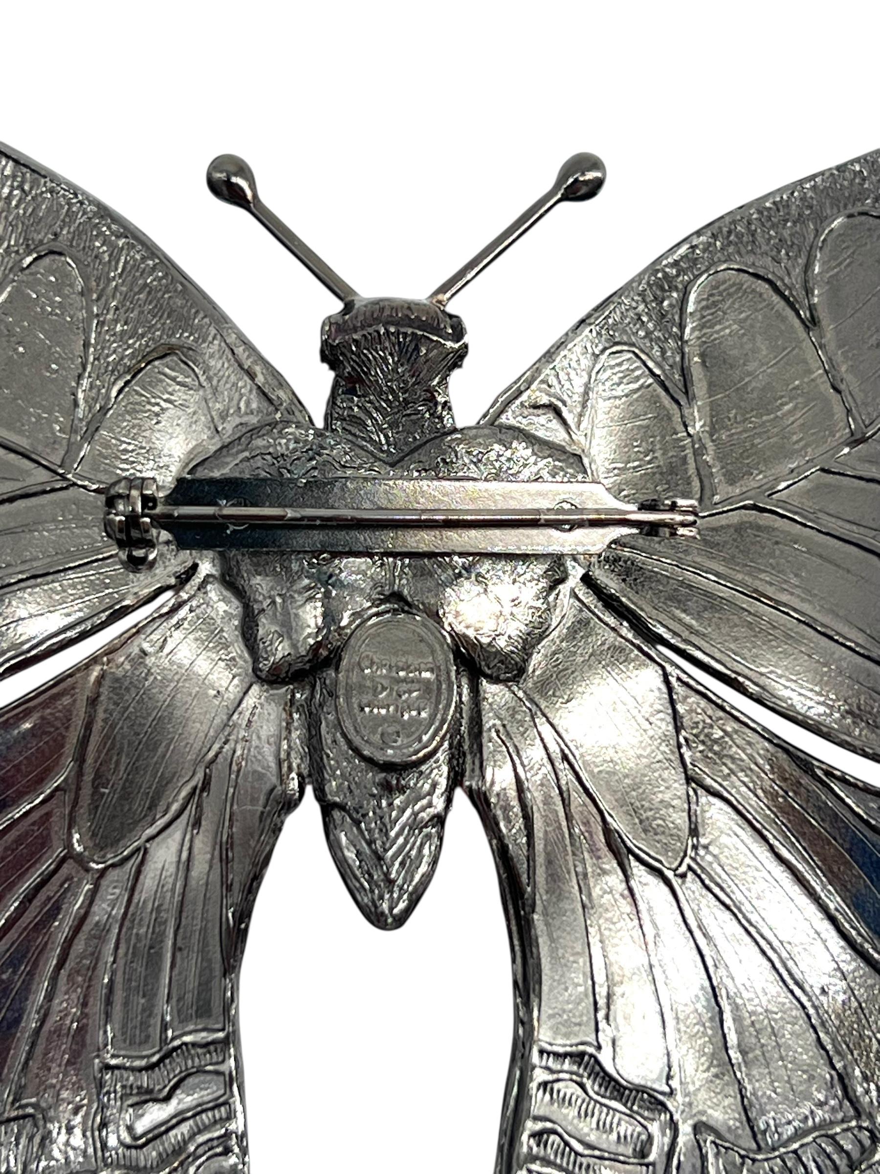 Christian Dior by Galliano S/S 2002 Broche de mariposa esmaltada de gran tamaño en venta 1