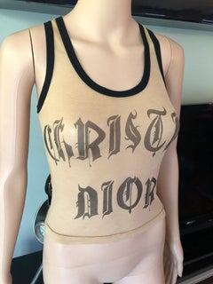 Christian Dior by Galliano S/S 2002 Runway Tattoo Sheer Mesh Nude Top