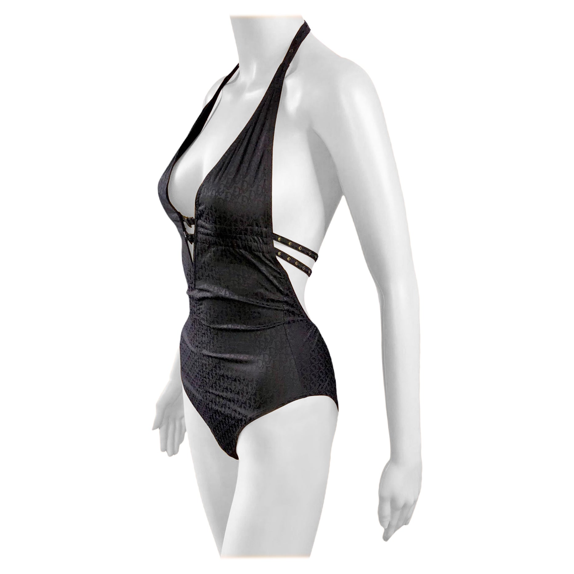 Christian Dior by Galliano F/S 2004 Logo-Monogramm-Bodysuit/Badeanzug/Badeanzug/Badeanzug mit Monogramm