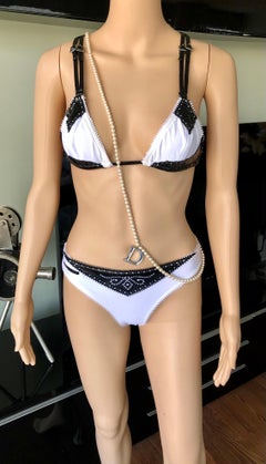 Christian Dior by Galliano S/S 2004 Runway Logo Bikini Swimwear 3 Piece Set