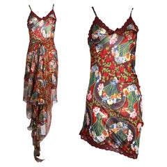 CHRISTIAN DIOR By Galliano S/s 2005 Lace Trim Mesh Slip Dress x Sarong Set