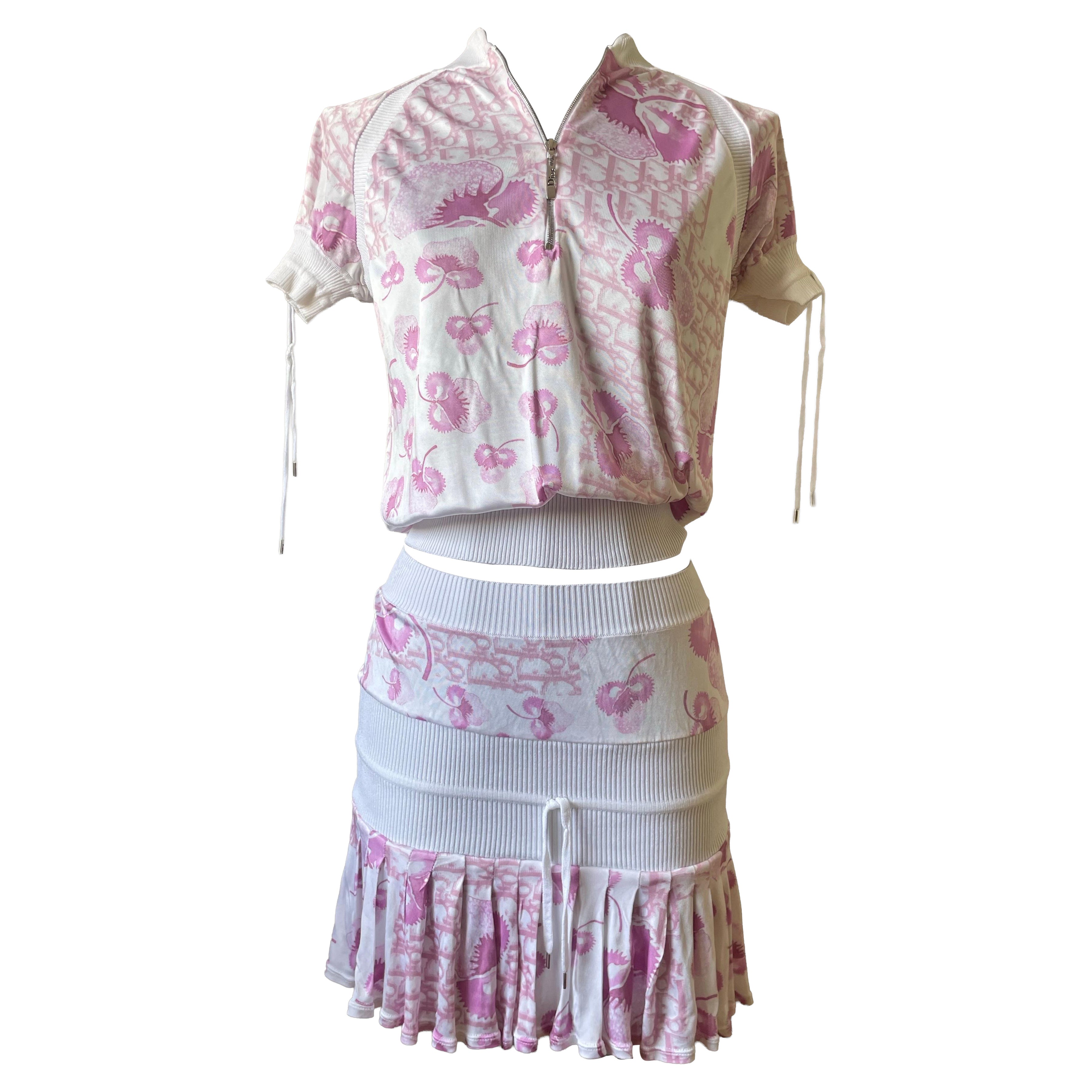 Christian Dior by Galliano Set Monogram Rose Y2K Raro Set d'Archivio Anni 2000 FR36