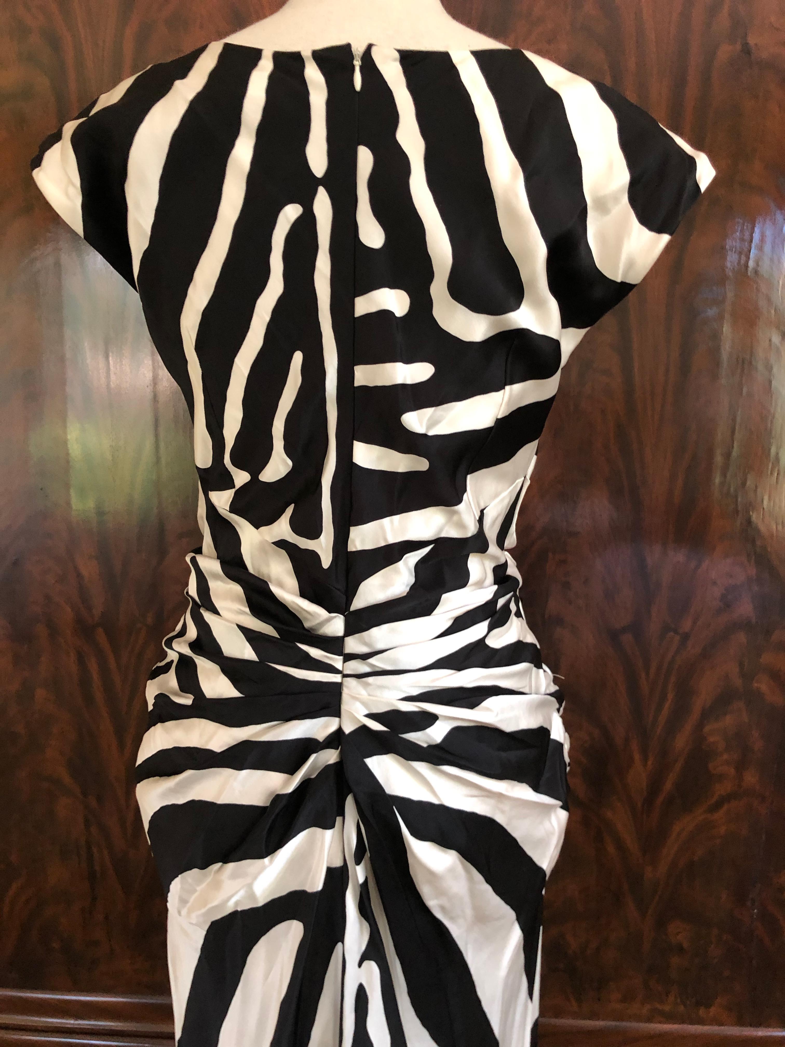 Christian Dior by Galliano SS 2008 Zebra Stripe Silk Cocktail Dress  For Sale 5