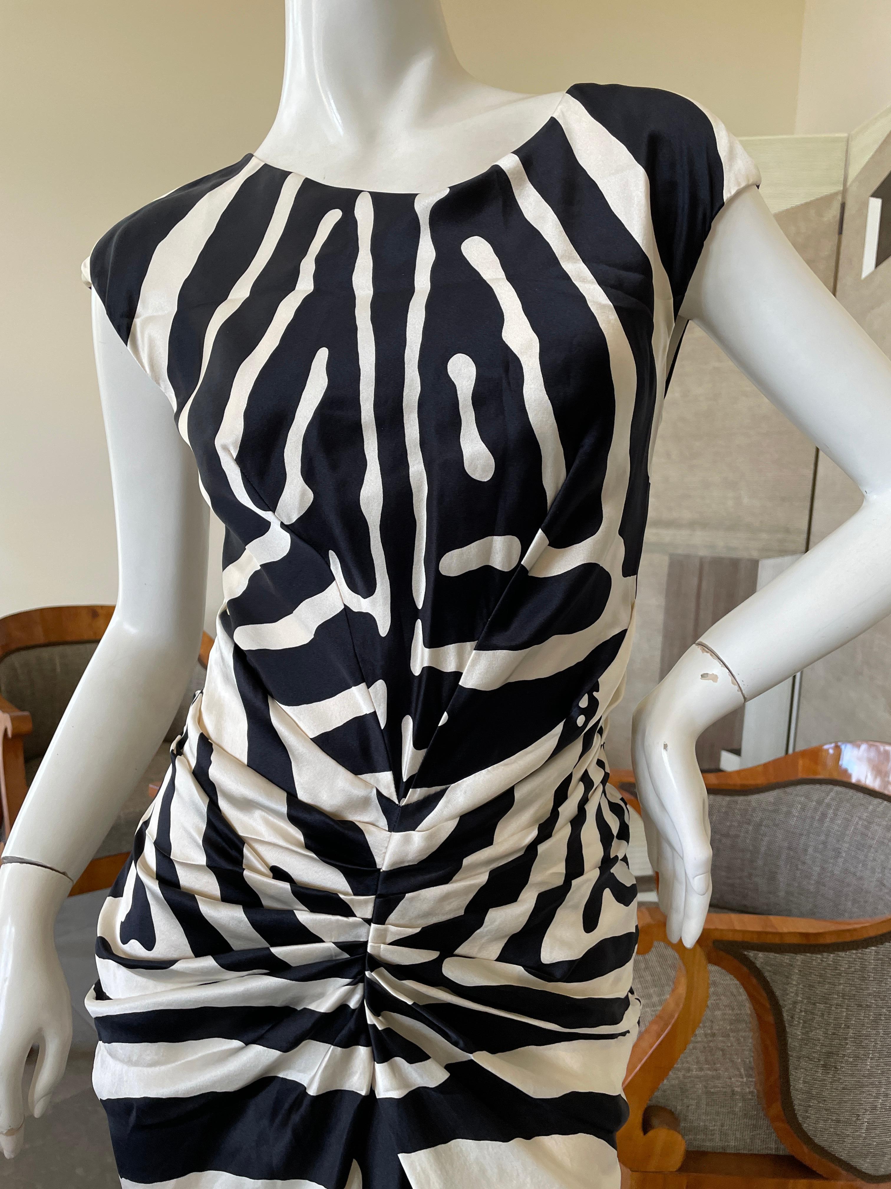 Black Christian Dior by Galliano SS 2008 Zebra Stripe Silk Cocktail Dress  For Sale