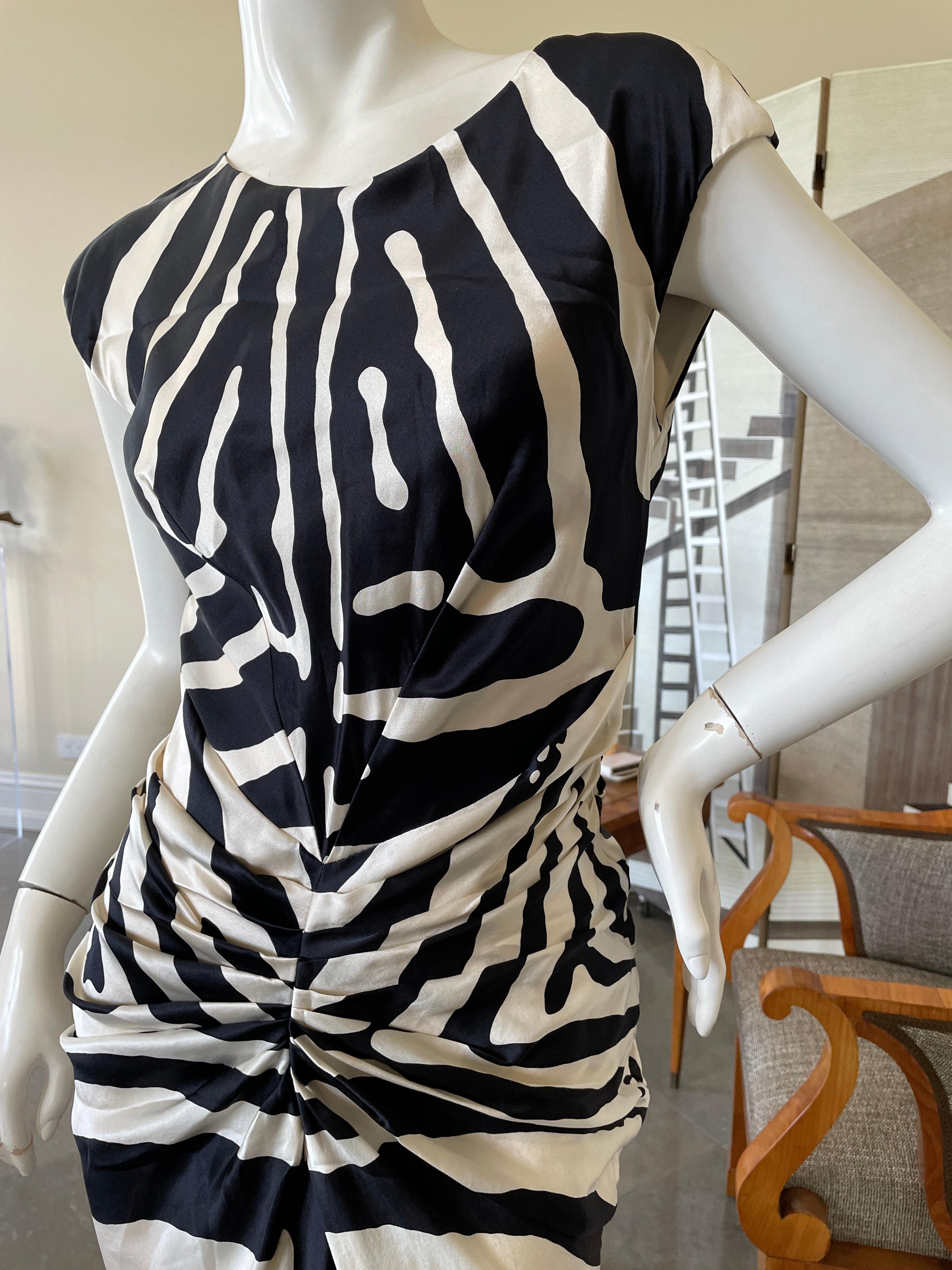 Christian Dior by Galliano SS 2008 Zebra Stripe Silk Cocktail Dress  In Excellent Condition For Sale In Cloverdale, CA