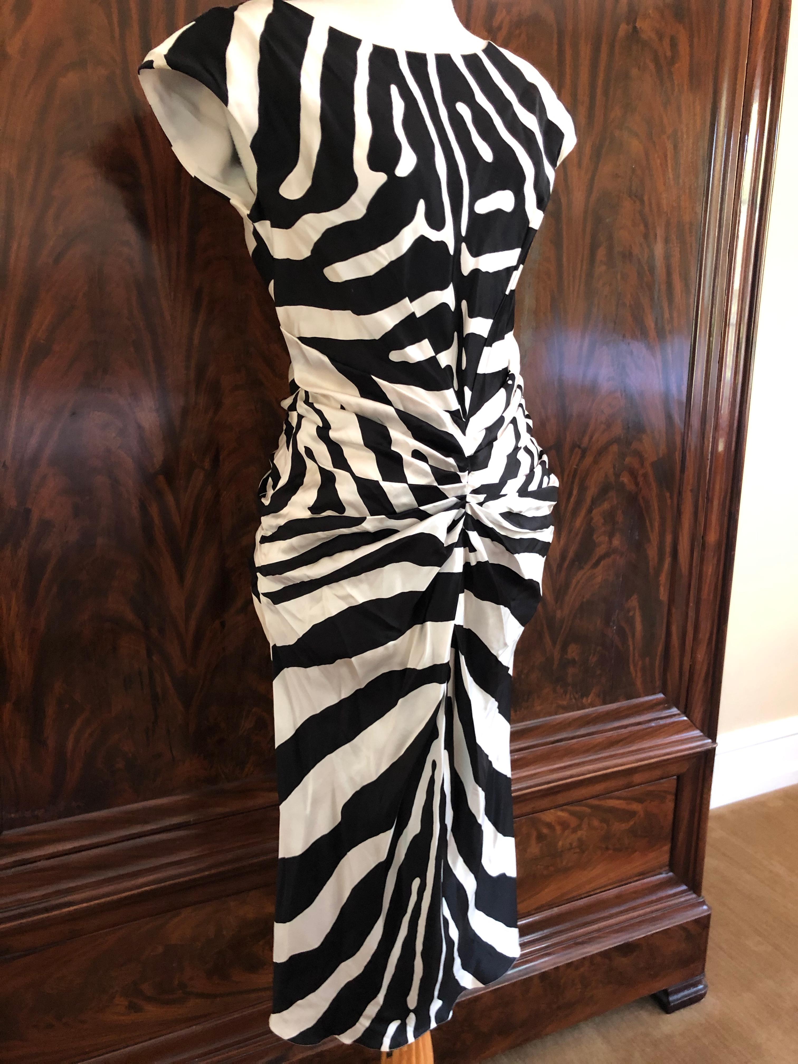 Christian Dior by Galliano SS 2008 Zebra Stripe Silk Cocktail Dress  In Excellent Condition For Sale In Cloverdale, CA