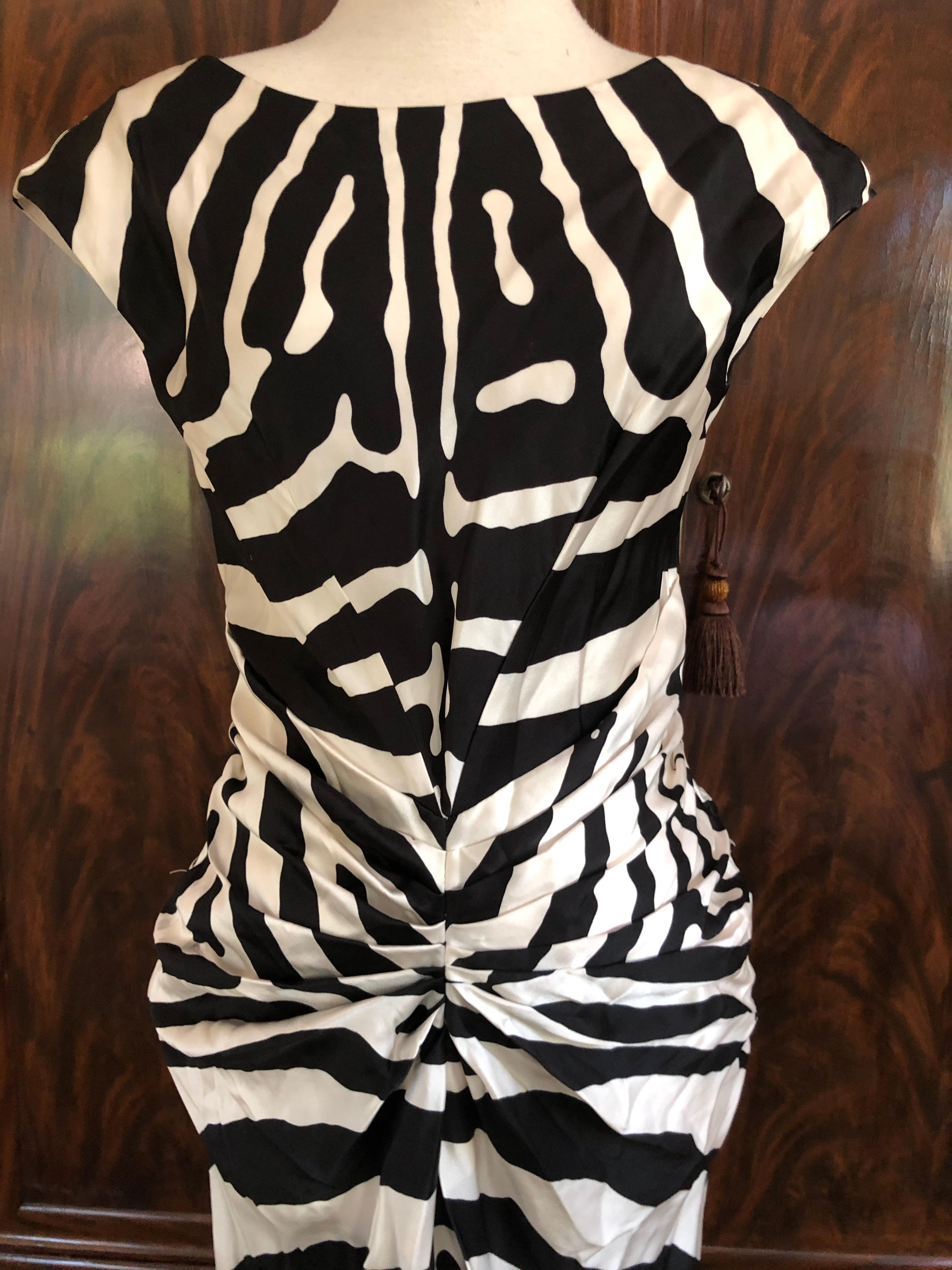 Women's Christian Dior by Galliano SS 2008 Zebra Stripe Silk Cocktail Dress  For Sale