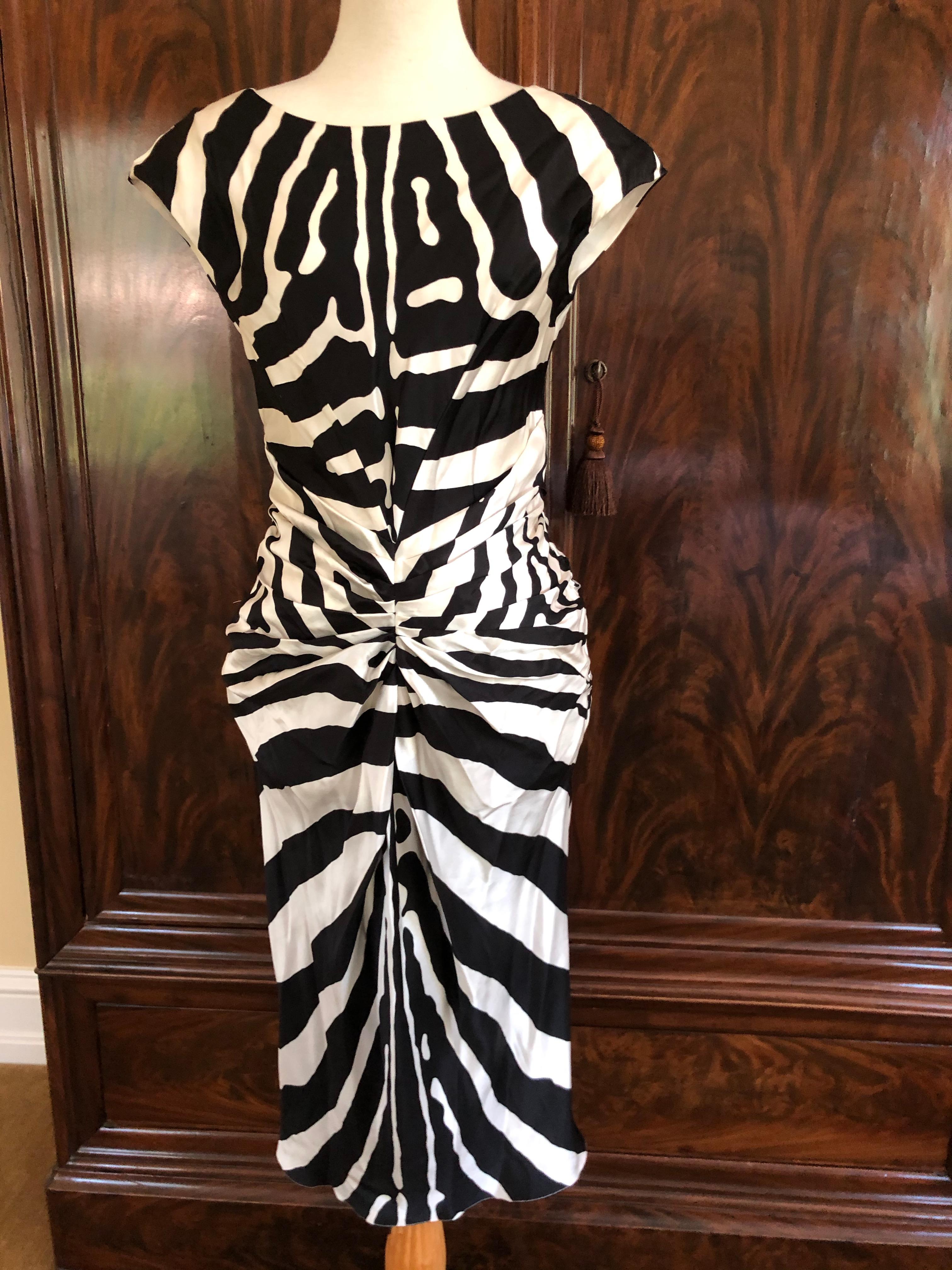 Christian Dior by Galliano SS 2008 Zebra Stripe Silk Cocktail Dress  For Sale 1
