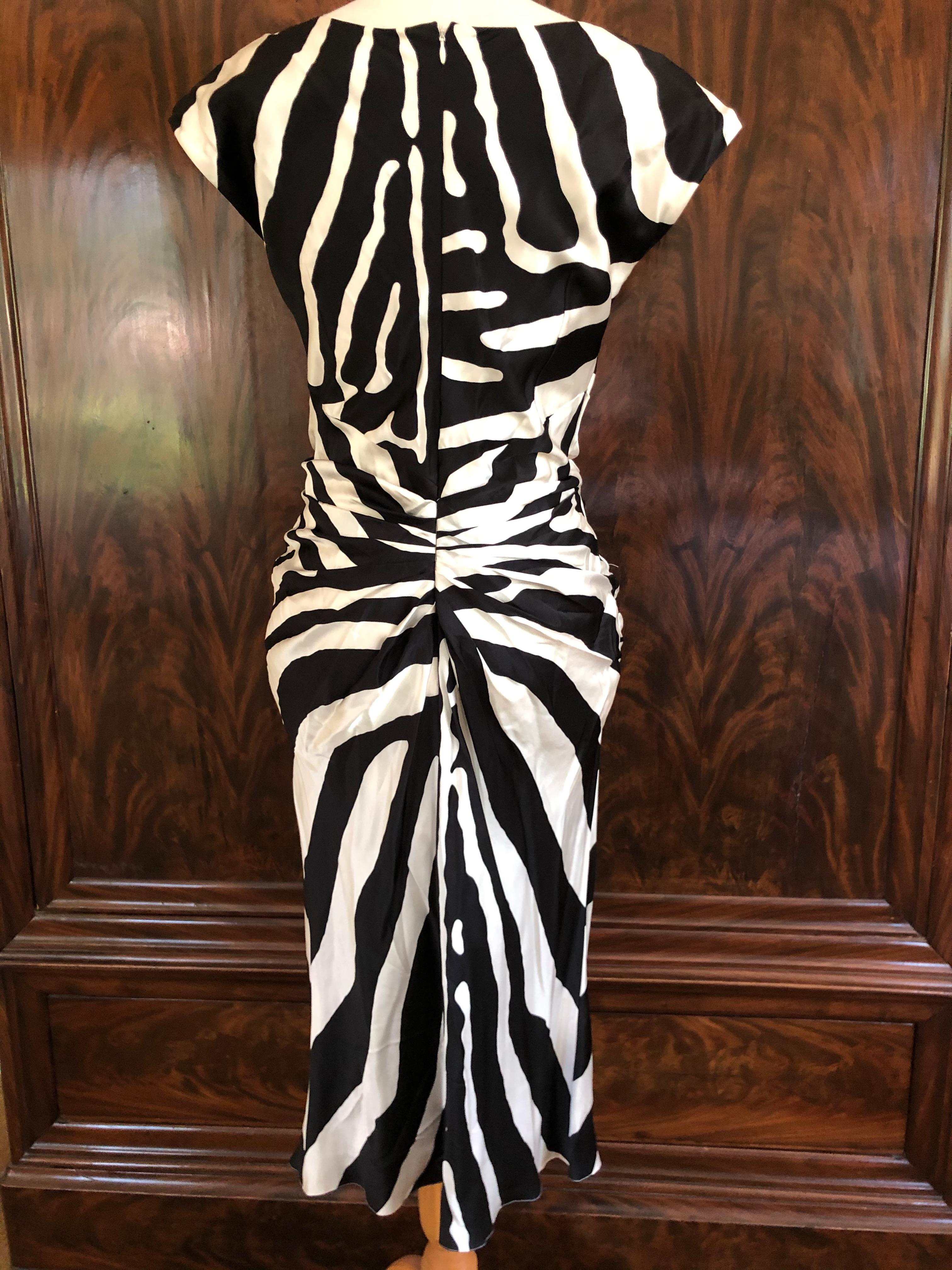 Christian Dior by Galliano SS 2008 Zebra Stripe Silk Cocktail Dress  For Sale 3