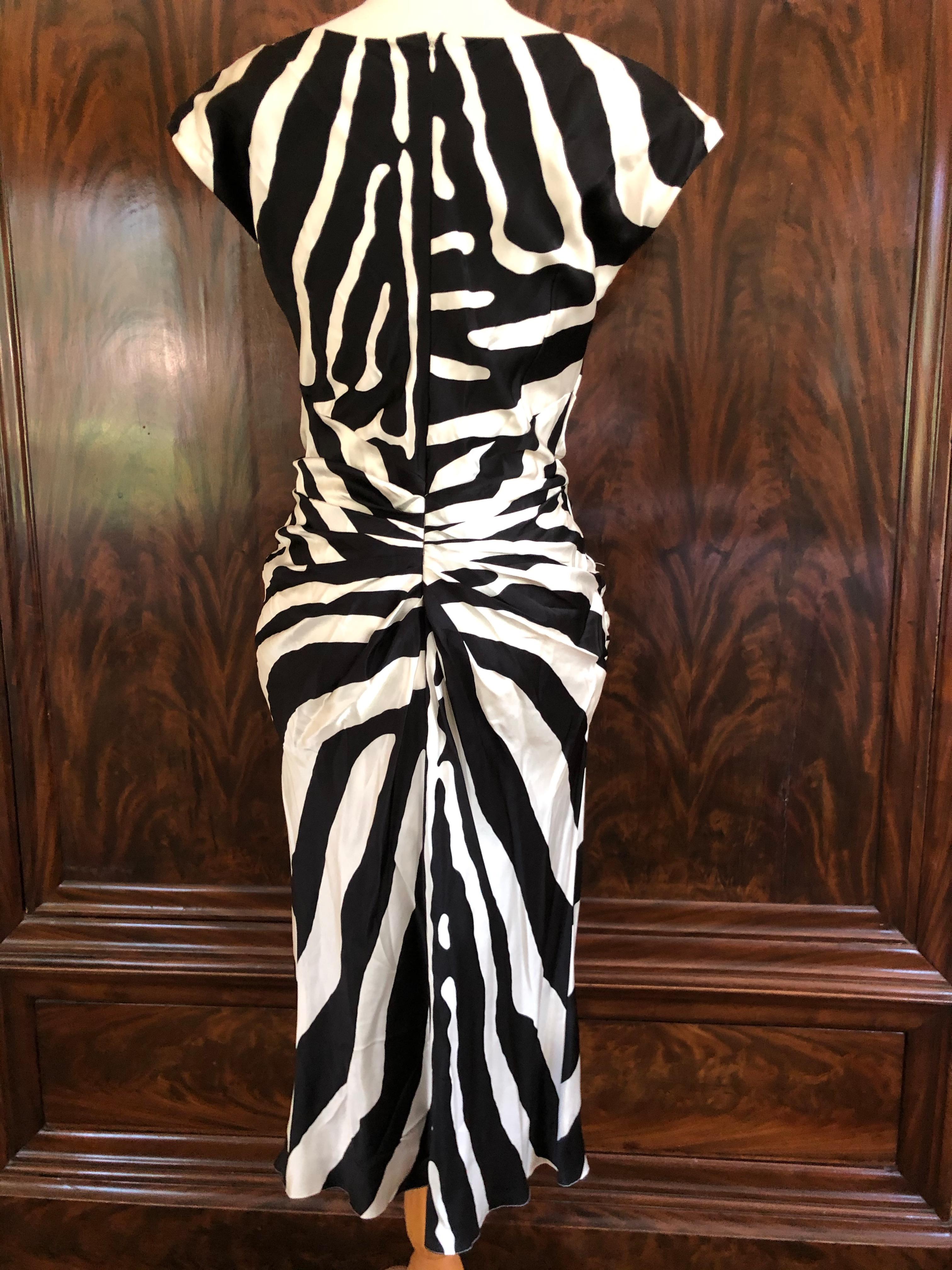 Christian Dior by Galliano SS 2008 Zebra Stripe Silk Cocktail Dress  For Sale 4