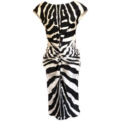 Christian Dior by Galliano SS 2008 Zebra Stripe Silk Cocktail Dress 