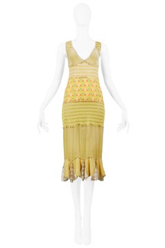 Christian Dior by Galliano Yellow Patchwork Embroidered & Beaded Spring Dress