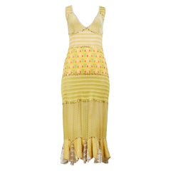 Christian Dior by Galliano Yellow Patchwork Embroidered & Beaded Spring Dress