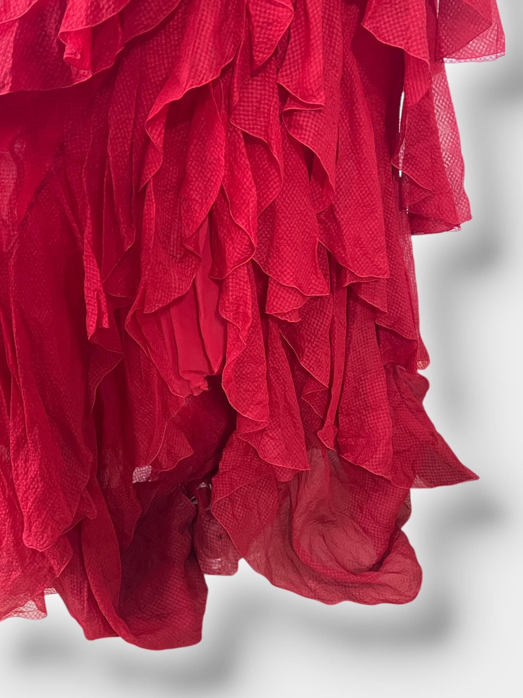 Christian Dior by Gianfranco Ferré 90s ruffle Asymmetric Gown For Sale 5