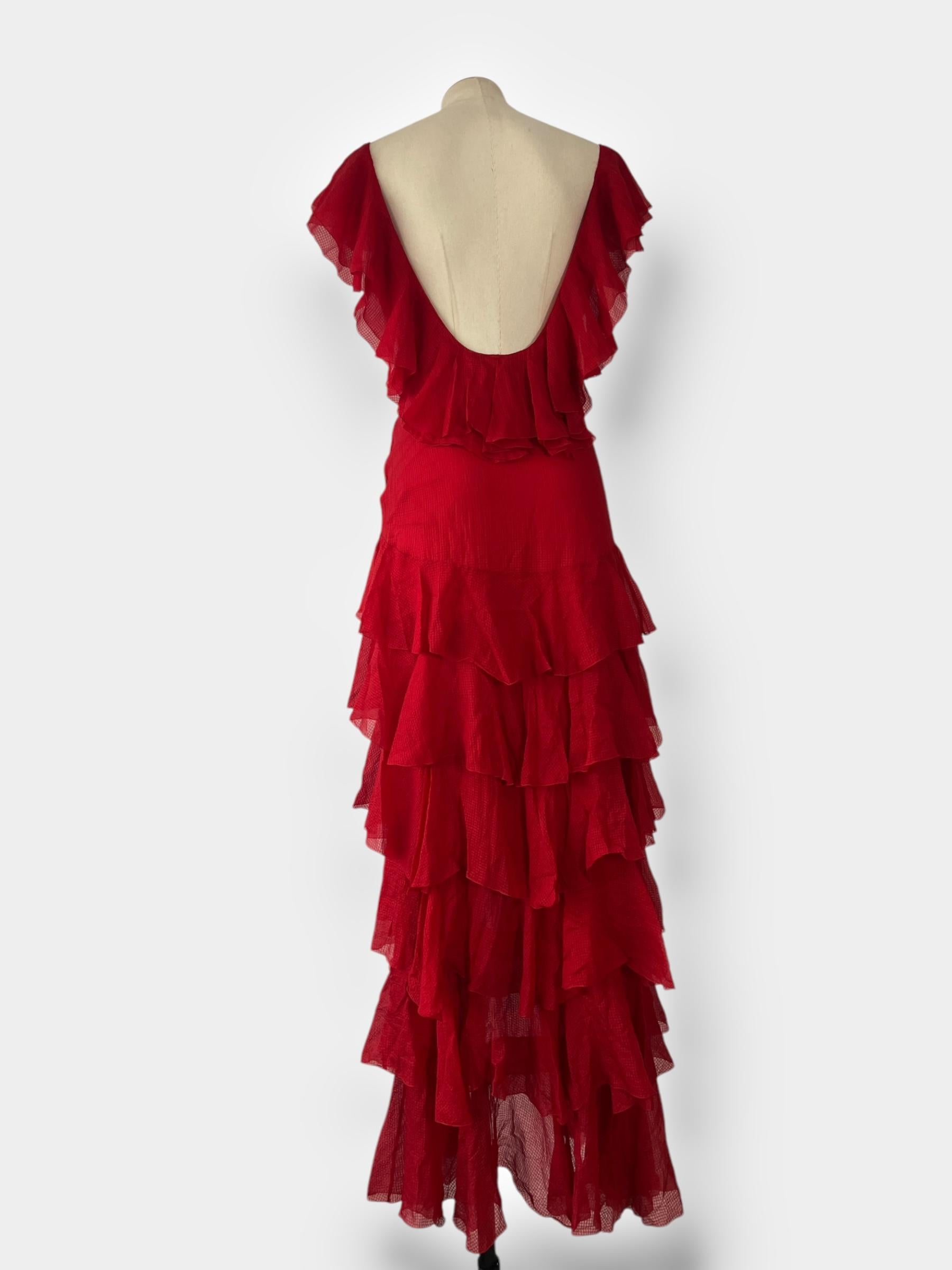 Christian Dior by Gianfranco Ferré 90s ruffle Asymmetric Gown For Sale 1