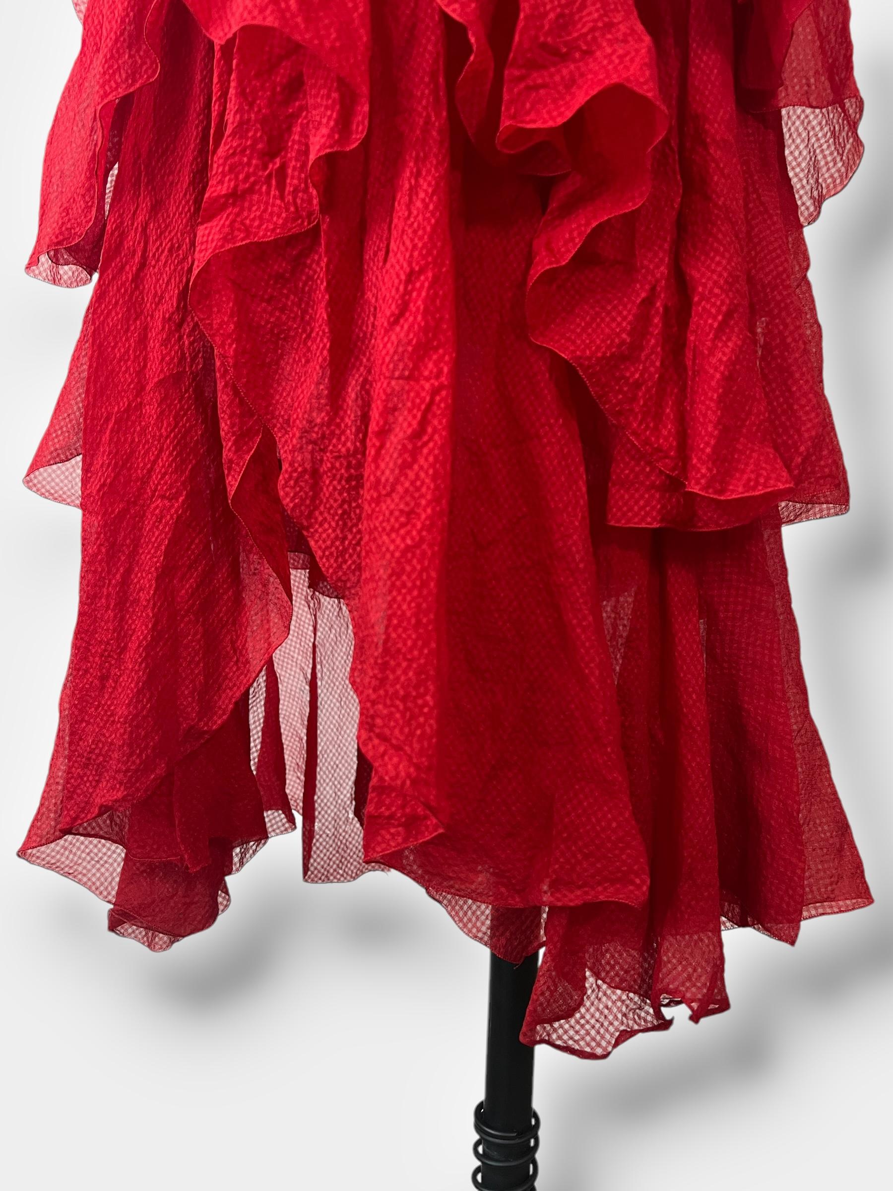Christian Dior by Gianfranco Ferré 90s ruffle Asymmetric Gown For Sale 4