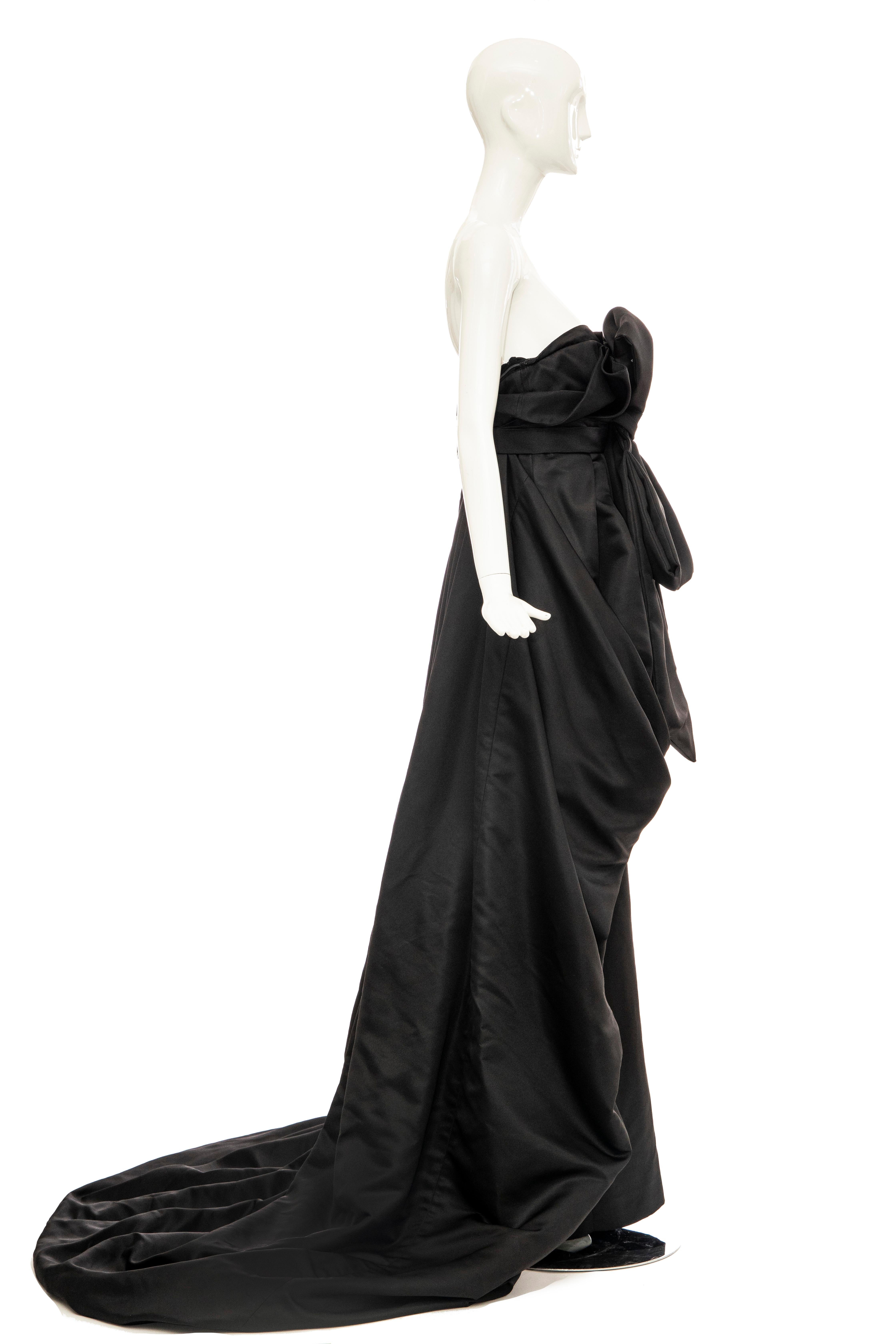 Women's Christian Dior by John Galliano Black Silk Strapless Gown, Fall 2008 For Sale
