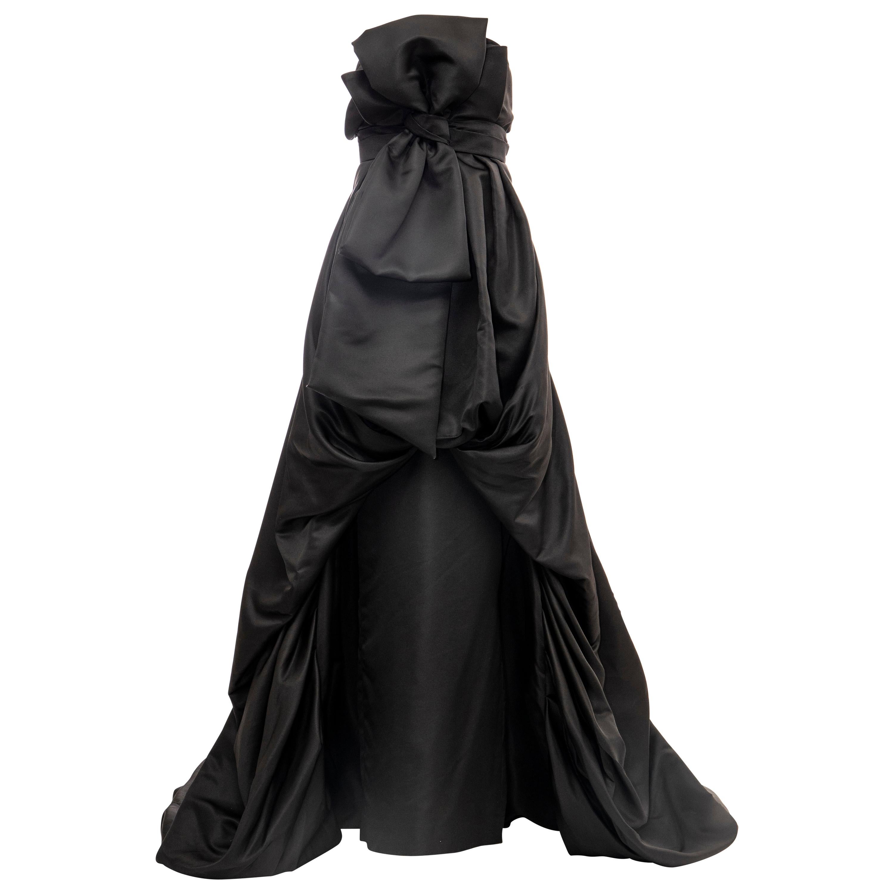 Christian Dior by John Galliano Black Silk Strapless Gown, Fall 2008 For Sale