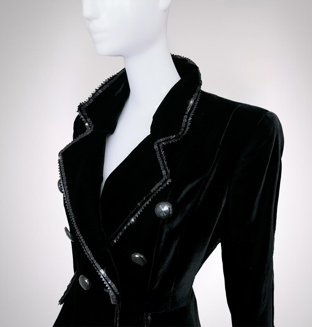 Nero Christian Dior for Christian Dior, Gianfranco Ferré FW 1994, giacca di velluto nero in vendita