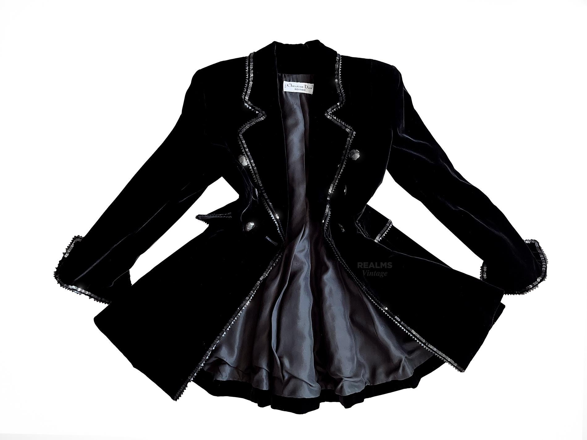 Veste en velours noir Christian Dior by Gianfranco Ferré FW 1994 en vente 1