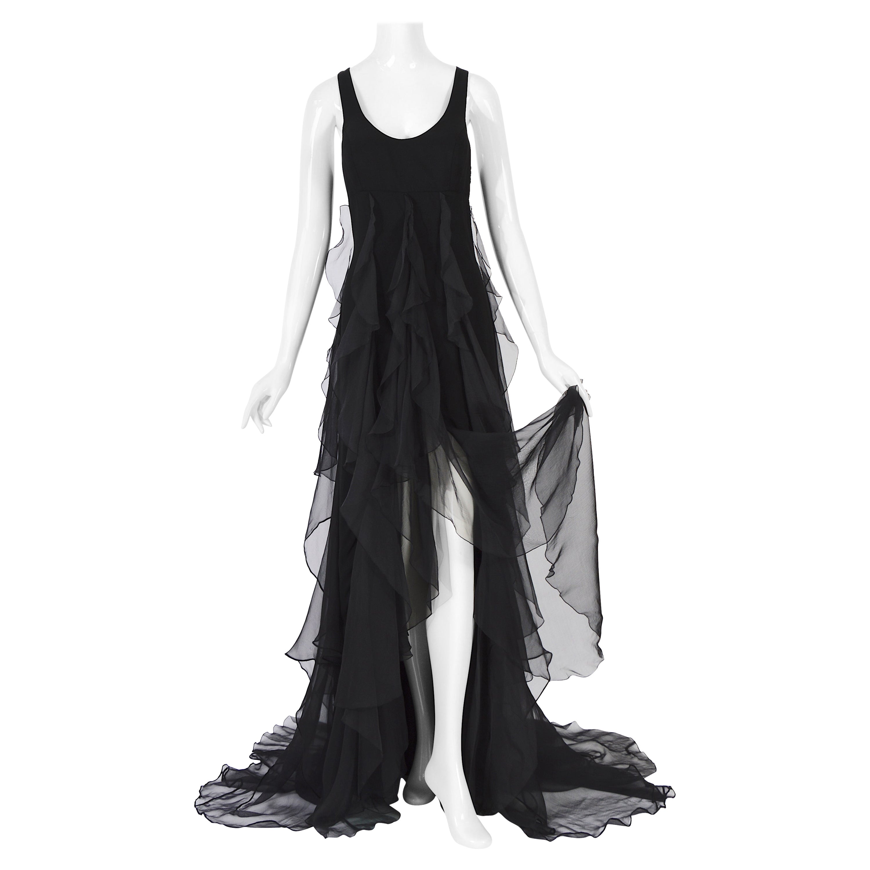 Christian Dior by Gianfranco Ferre F/S 1994 Schwarzes Vintage-Abendkleid aus Seide