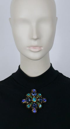 CHRISTIAN DIOR by GIANFRANCO FERRE Vintage Massive Jewelled Brooch Pendant