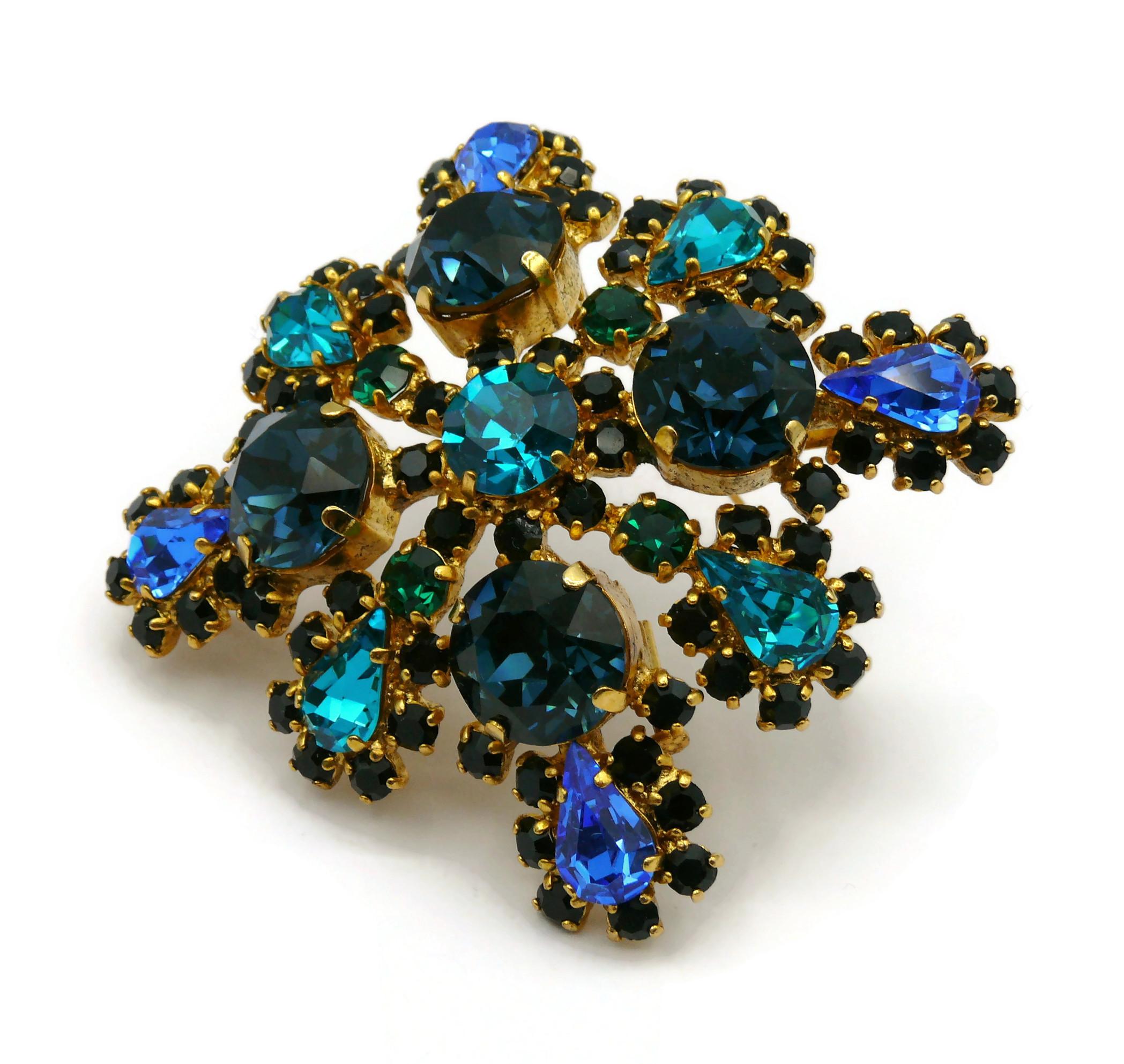 CHRISTIAN DIOR by GIANFRANCO FERRE Vintage Massive Jewelled Brooch Pendant For Sale 2