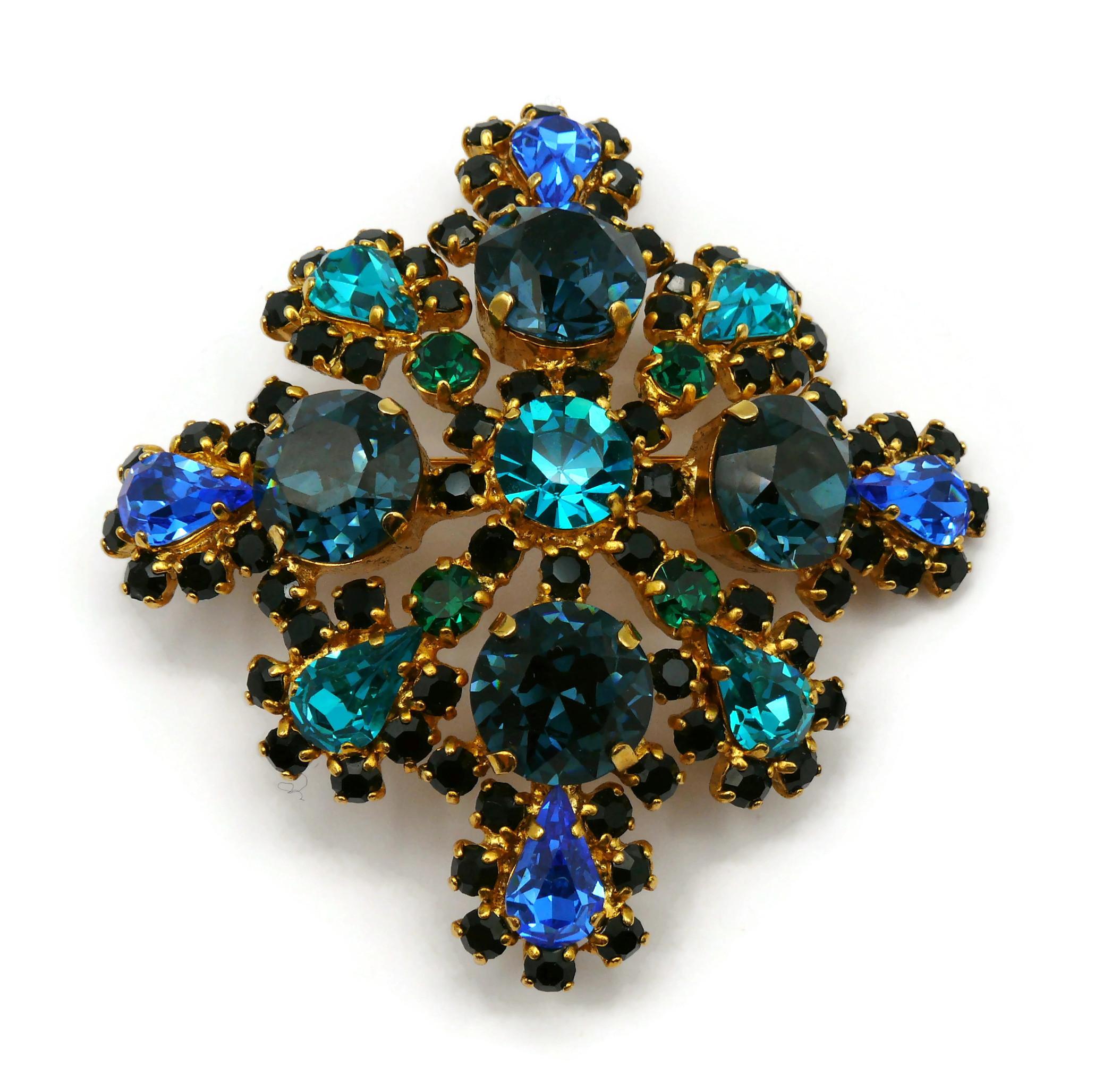 CHRISTIAN DIOR by GIANFRANCO FERRE Vintage Massive Jewelled Brooch Pendant For Sale 3