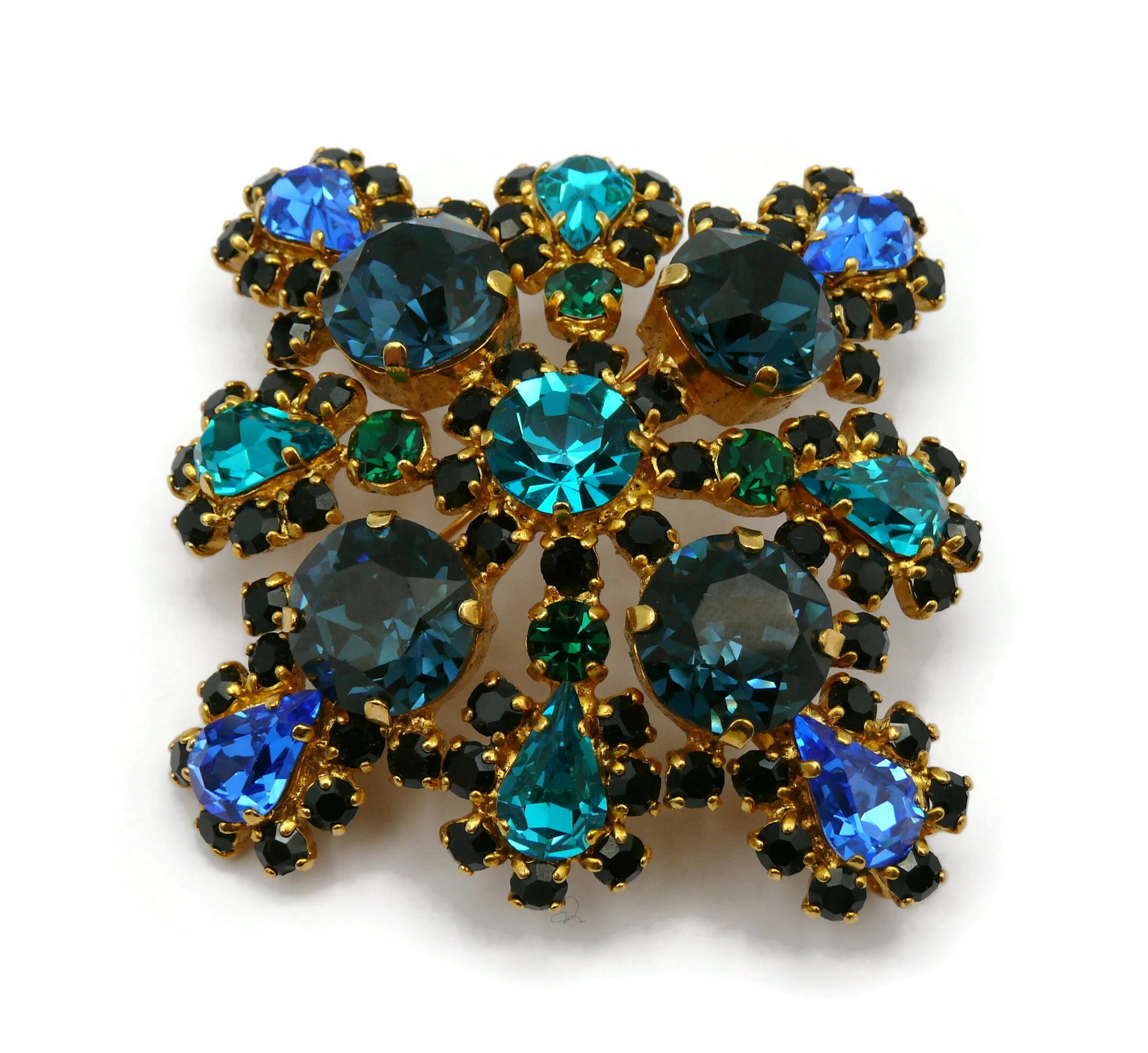 CHRISTIAN DIOR by GIANFRANCO FERRE Vintage Massive Jewelled Brooch Pendant For Sale 4