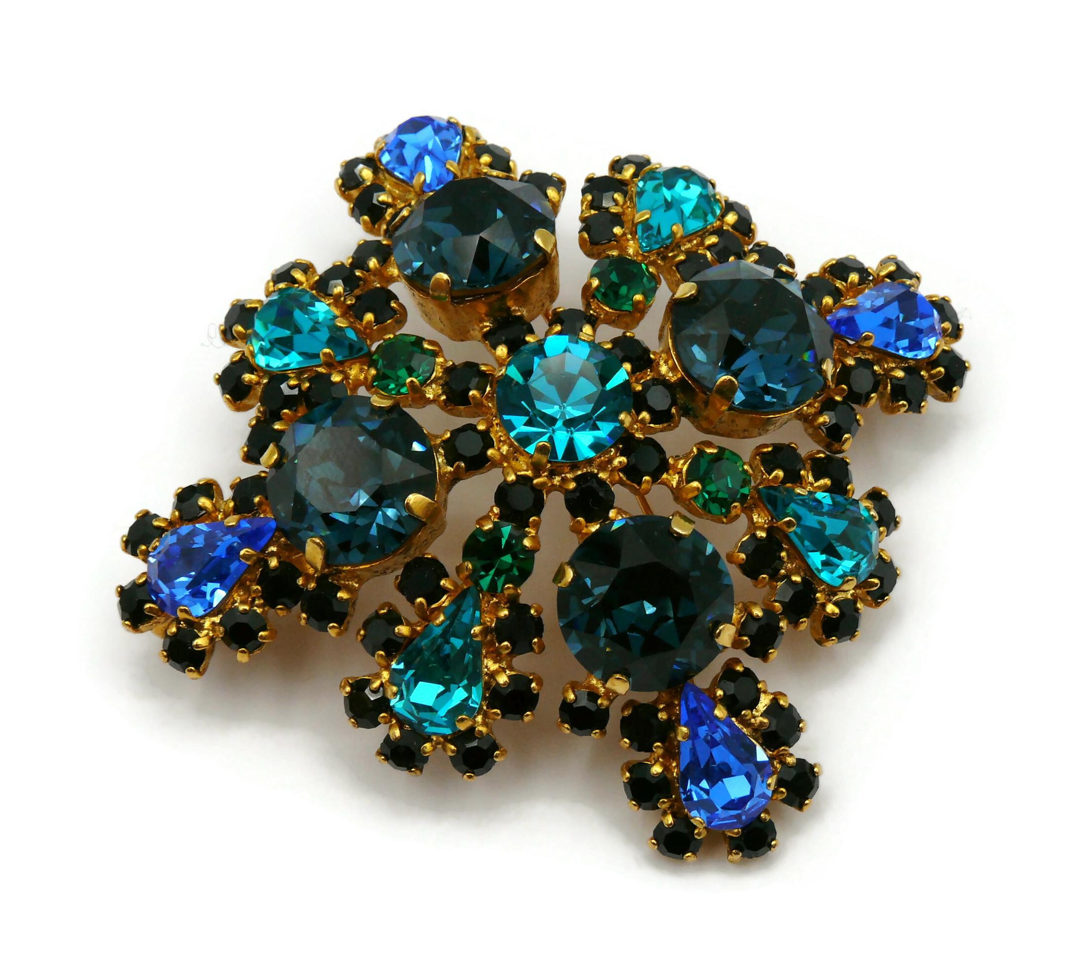 CHRISTIAN DIOR by GIANFRANCO FERRE Vintage Massive Jewelled Brooch Pendant For Sale 5
