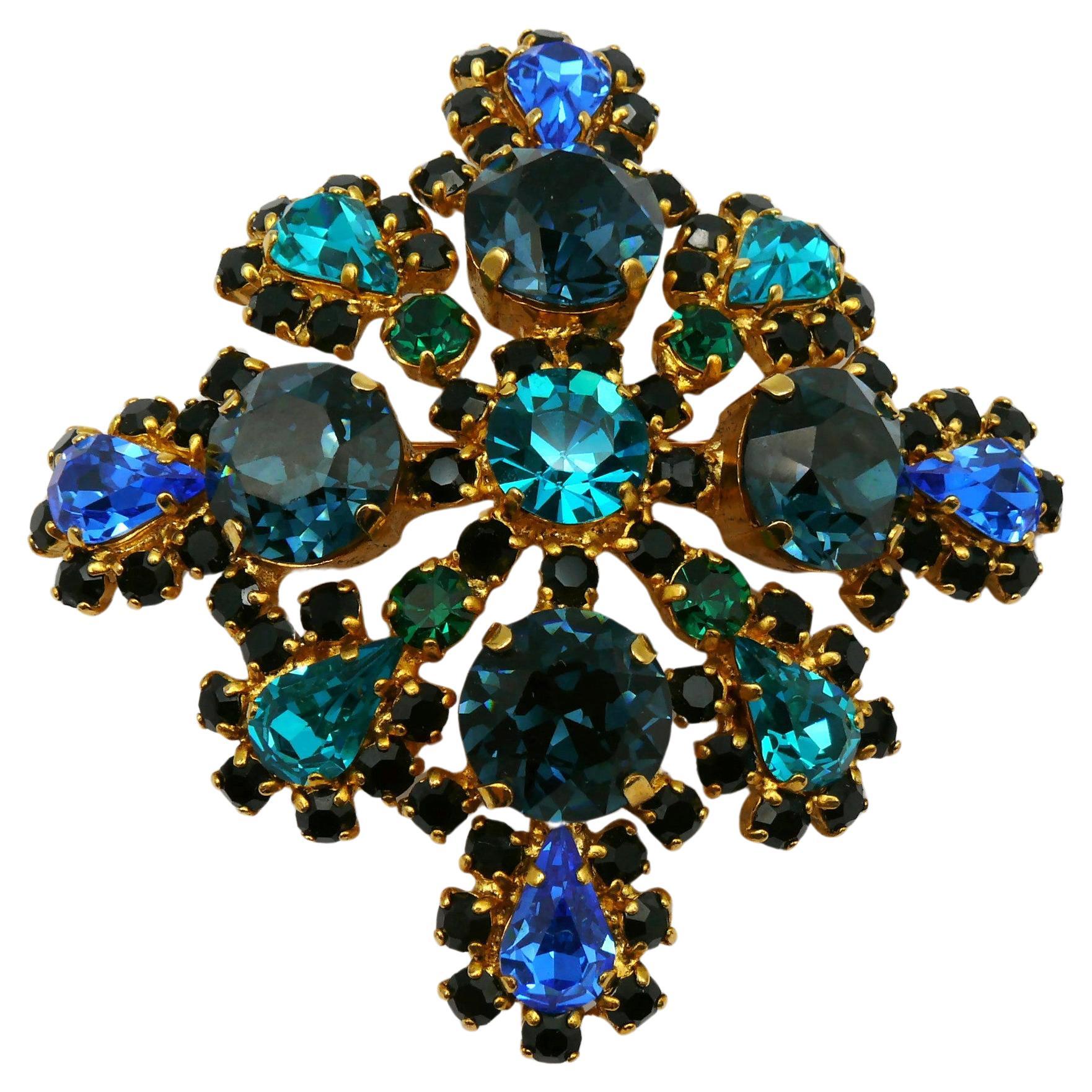 CHRISTIAN DIOR by GIANFRANCO FERRE Vintage Massive Jewelled Brooch Pendant For Sale