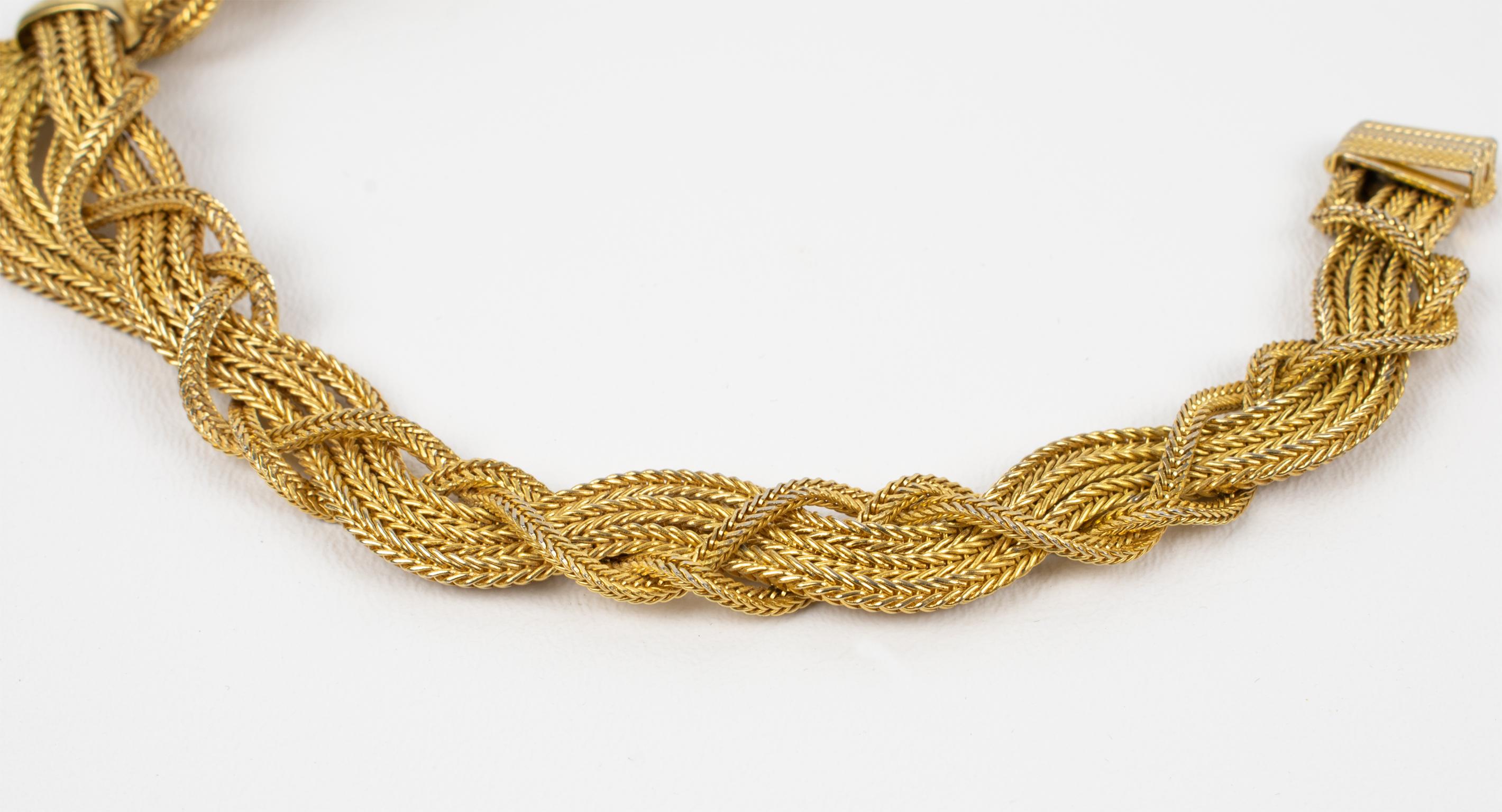 Christian Dior by Grosse 1958 Gilded Metal Braided Choker Necklace For Sale 5