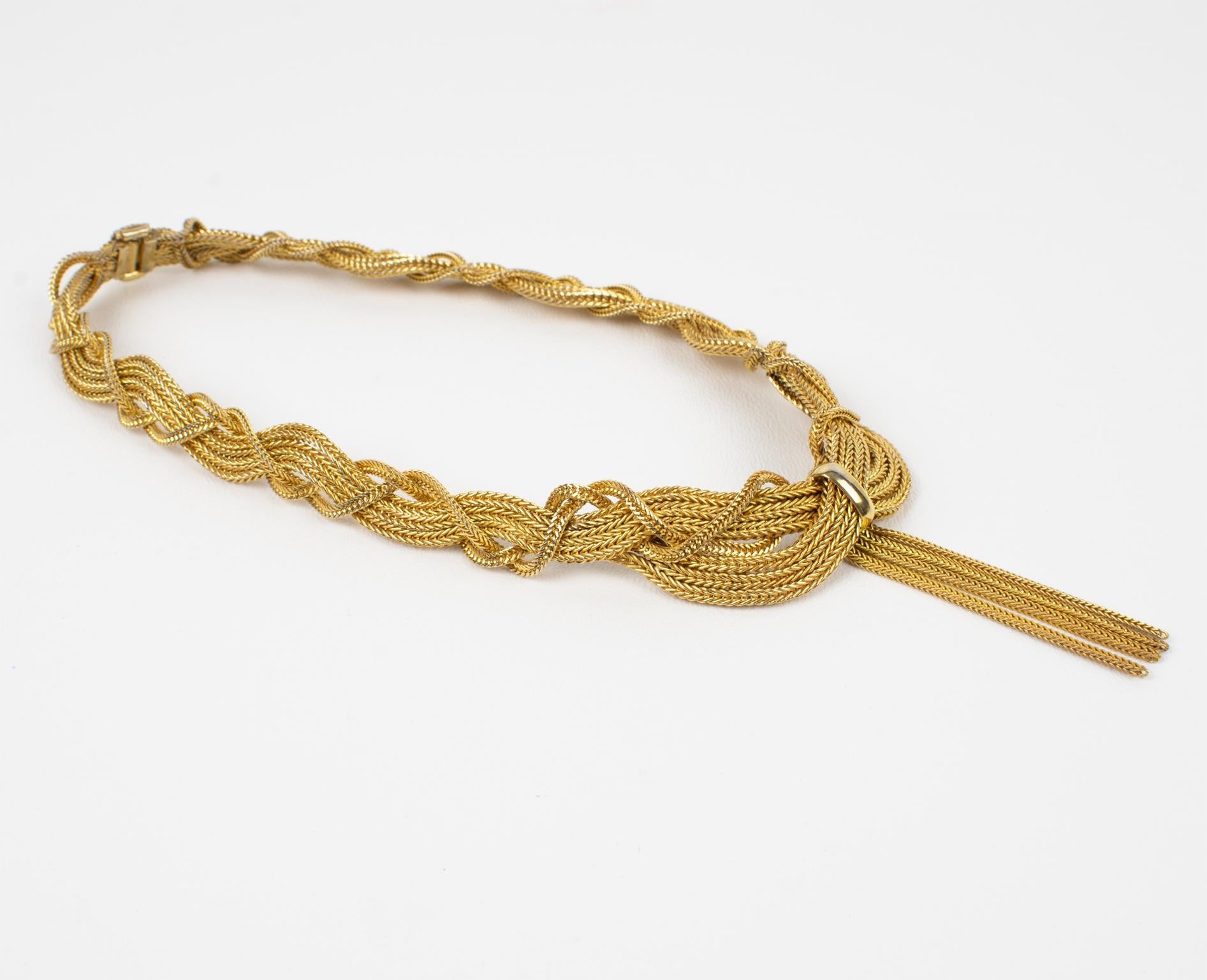 Christian Dior by Grosse 1958 Gilded Metal Braided Choker Necklace In Good Condition For Sale In Atlanta, GA