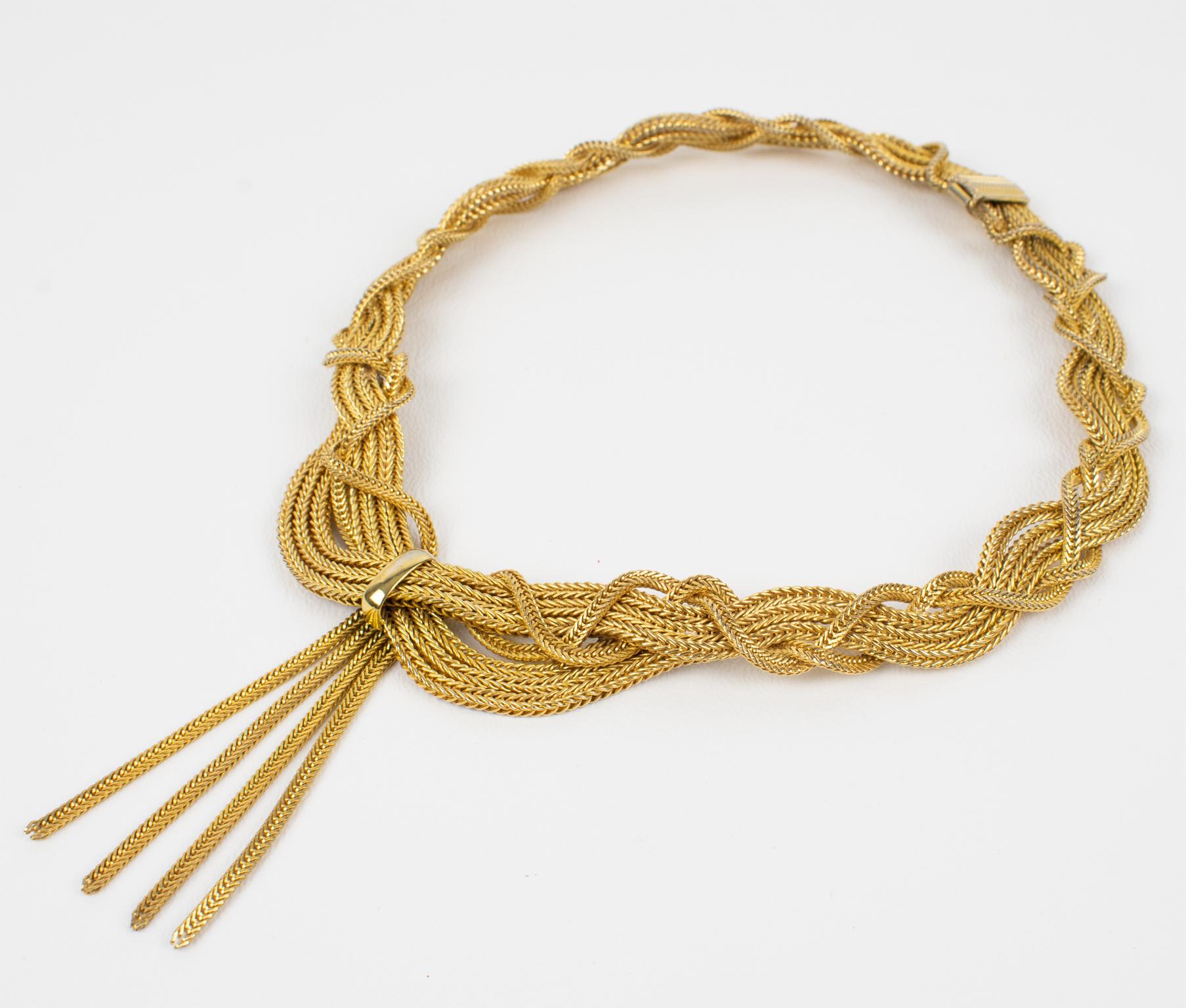 Christian Dior by Grosse 1958 Vergoldete Metall geflochtene Choker-Halskette für Damen oder Herren im Angebot
