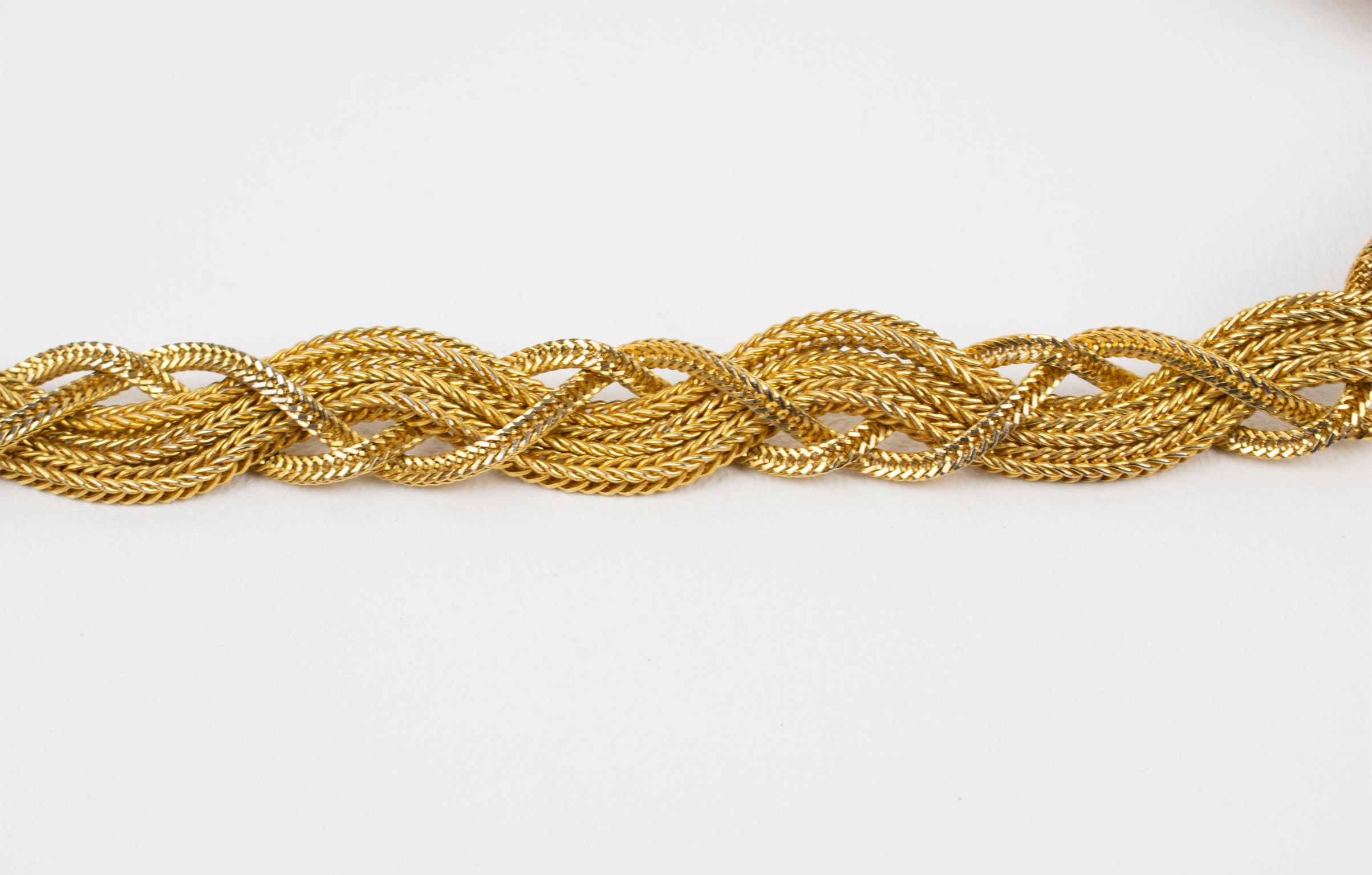 Christian Dior by Grosse 1958 Gilded Metal Braided Choker Necklace For Sale 3